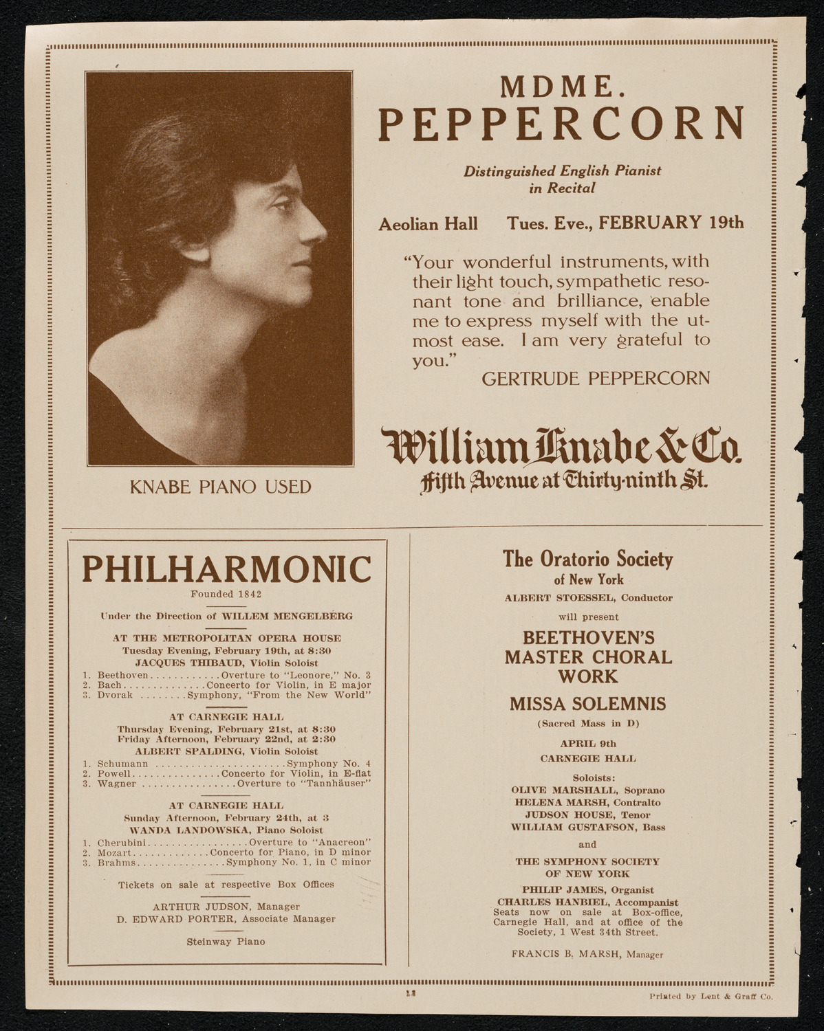 New York Philharmonic, February 17, 1924, program page 12