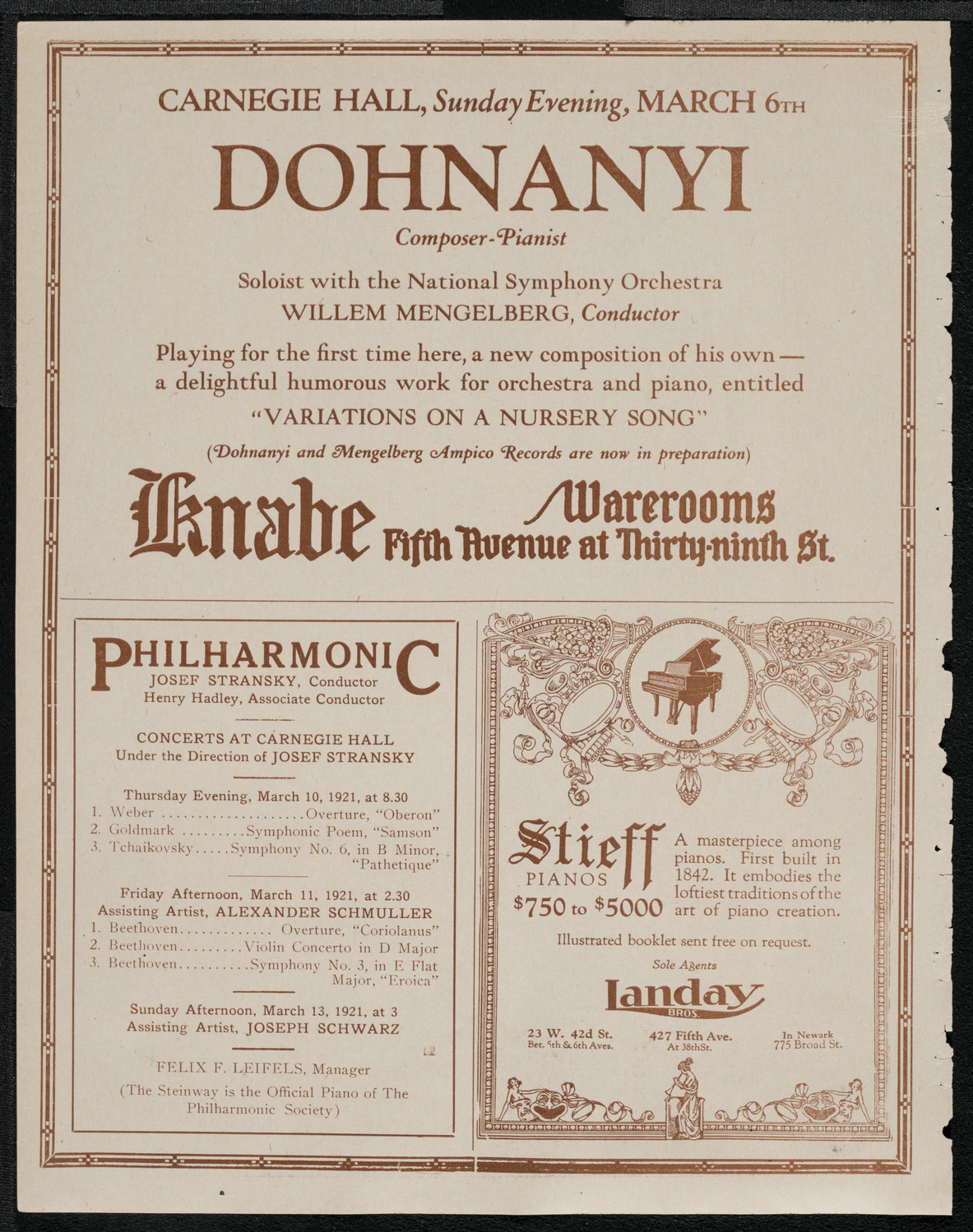 New York Philharmonic, March 5, 1921, program page 12