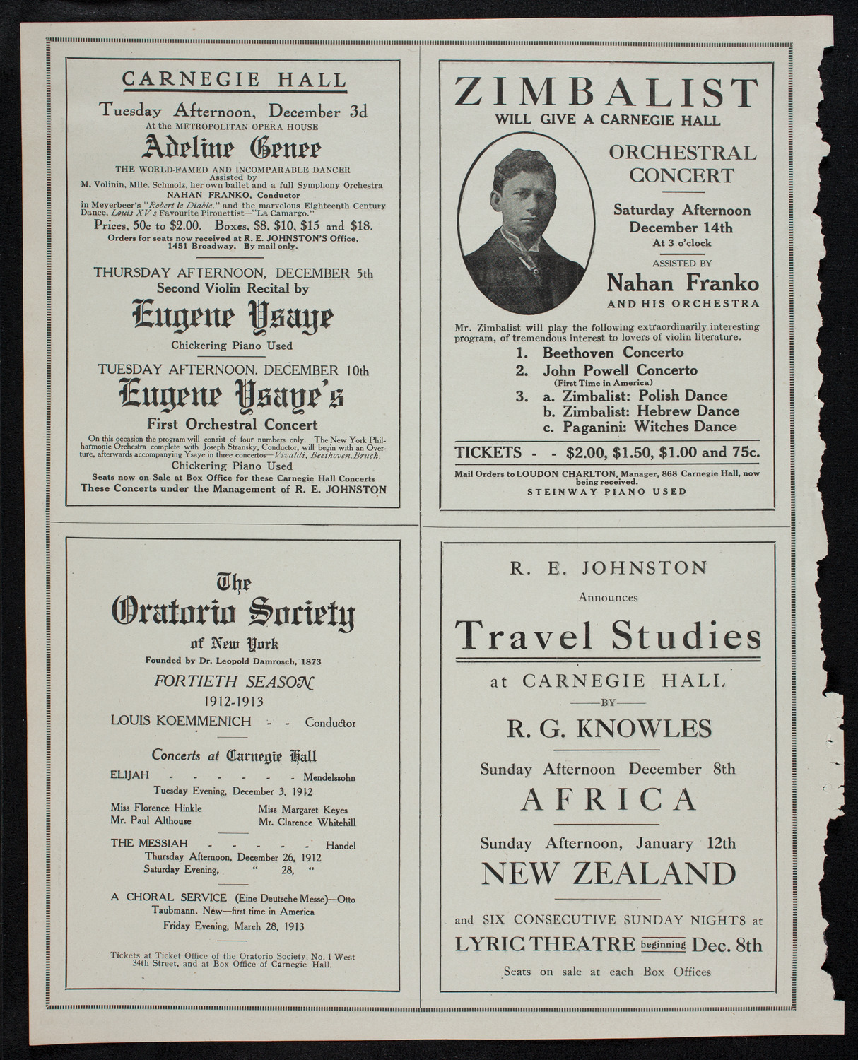 R.G. Knowles Travel Studies: India, December 2, 1912, program page 10