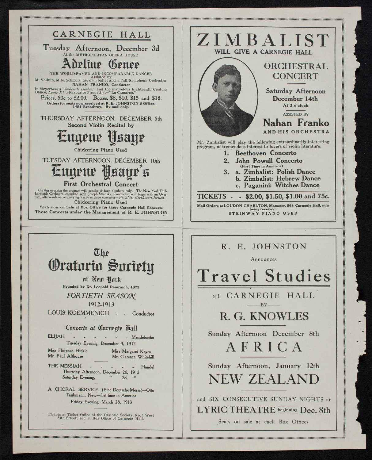 R.G. Knowles Travel Studies: India, December 2, 1912, program page 10