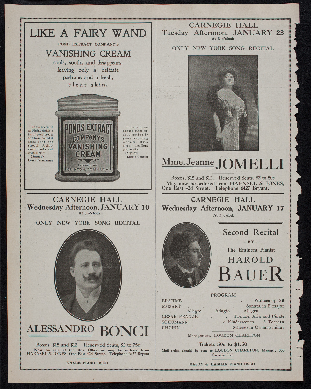 Elena Gerhardt, Soprano, January 9, 1912, program page 8