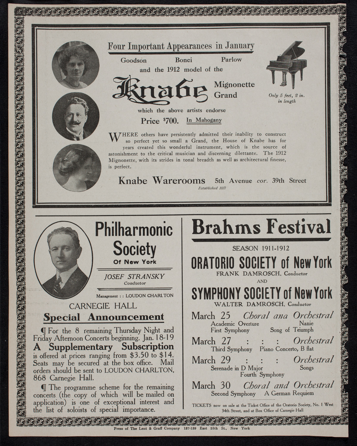 Edmond Clement, Tenor, January 16, 1912, program page 12