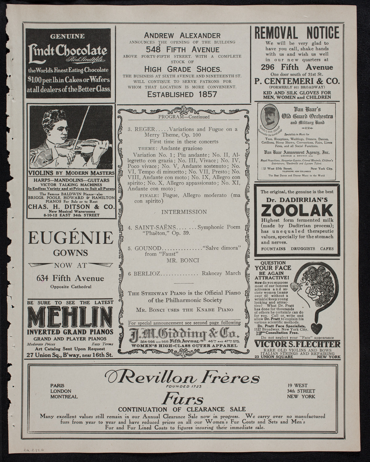 New York Philharmonic, February 2, 1912, program page 7