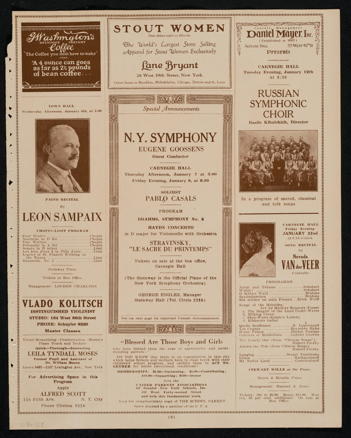 New York Philharmonic, December 31, 1925, program page 9