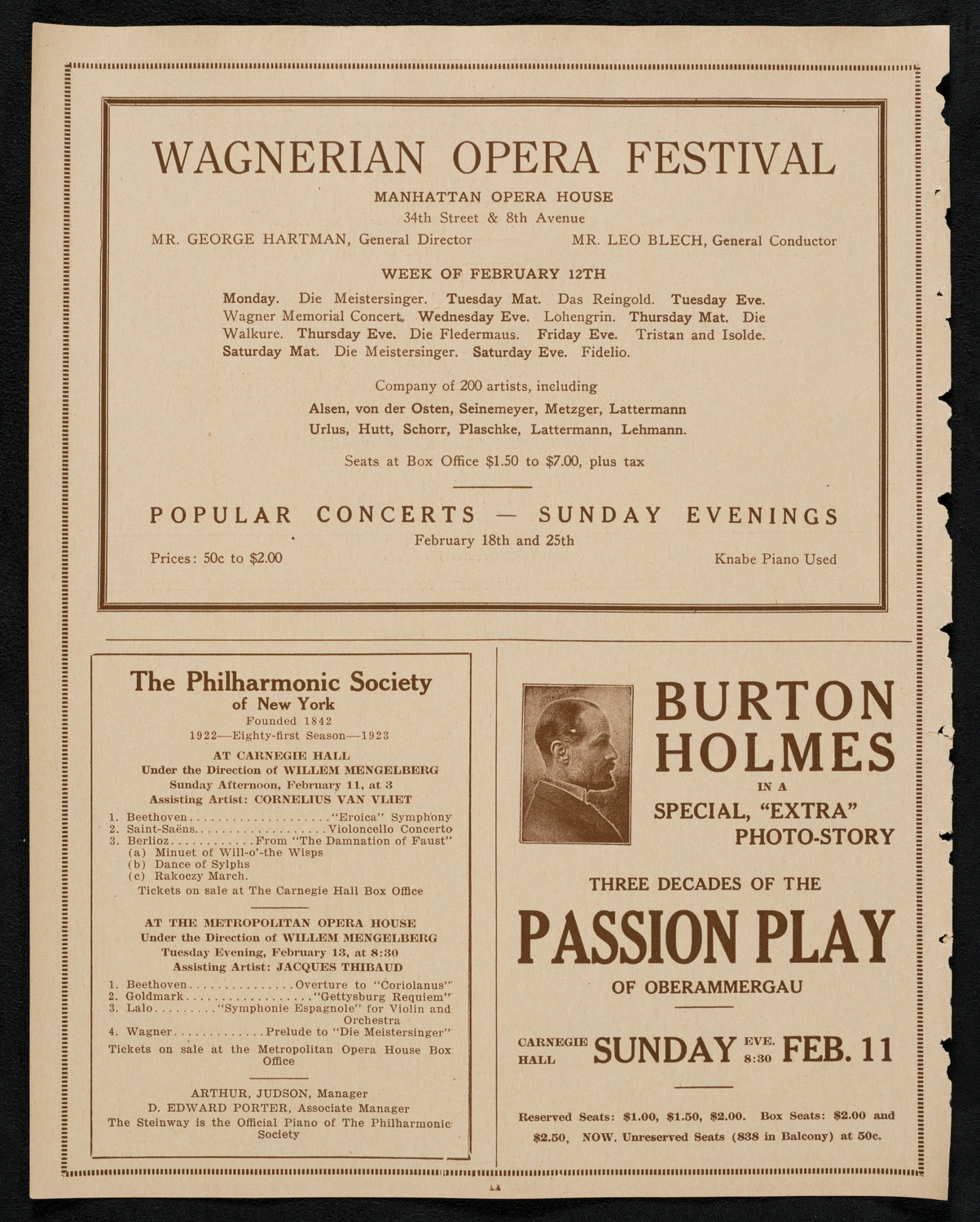 New York Symphony Orchestra, February 9, 1923, program page 12
