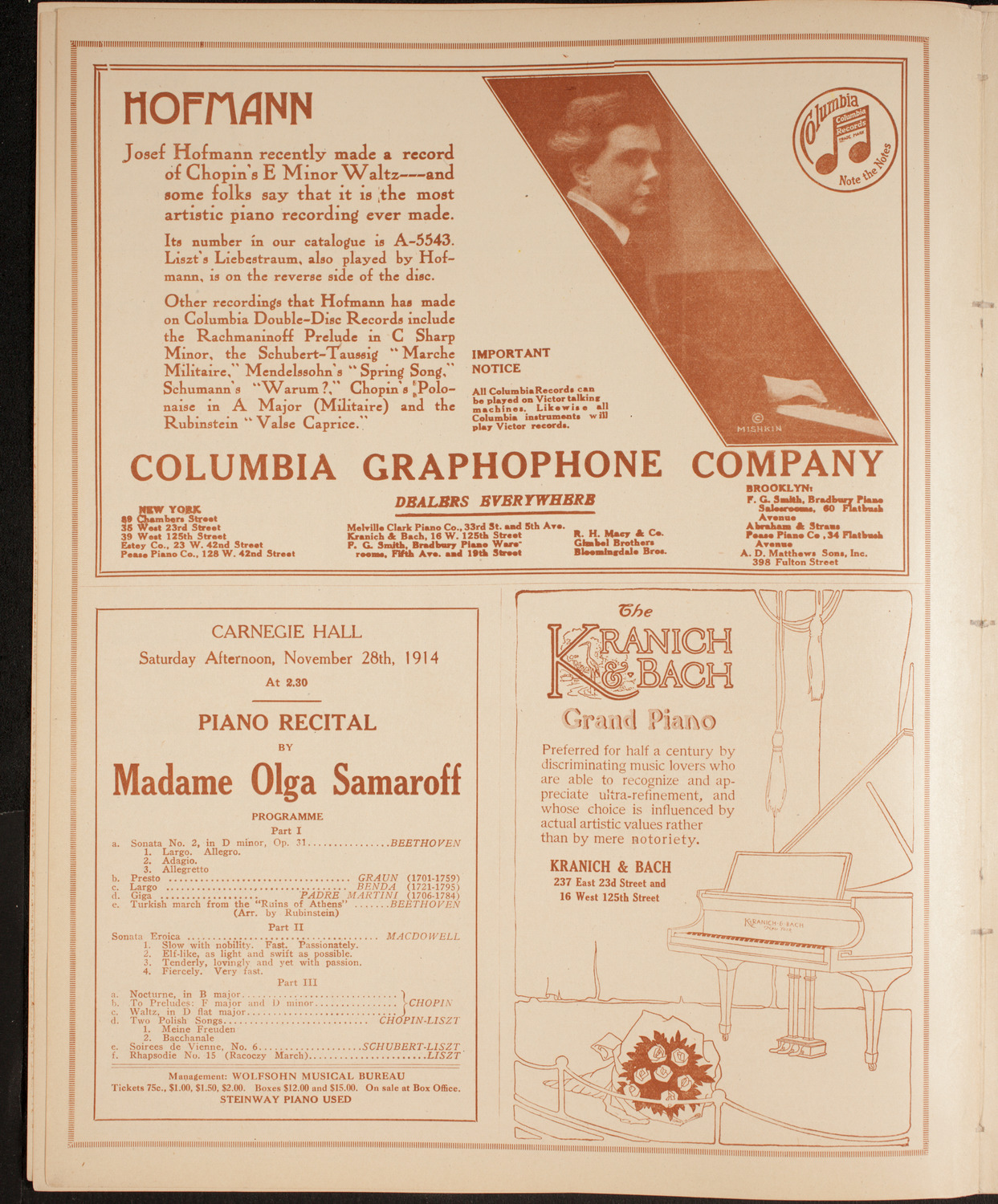 Boston Symphony Orchestra, November 7, 1914, program page 6