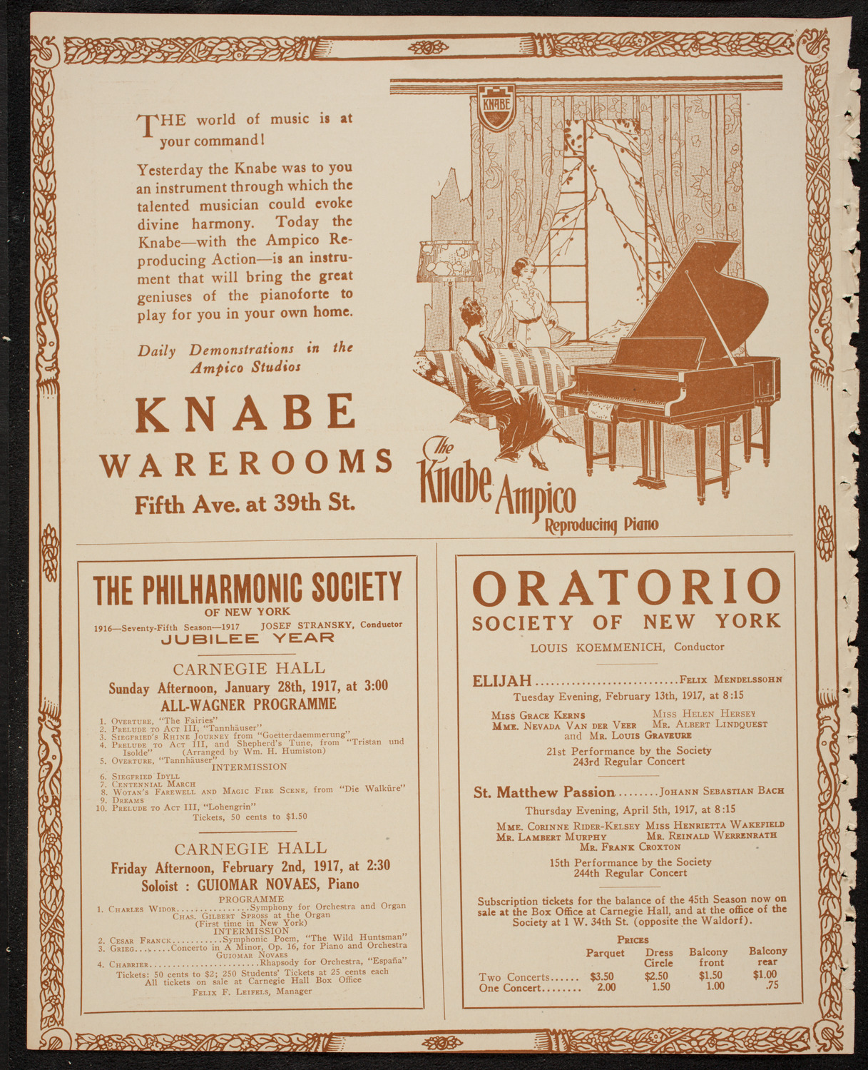 New York Philharmonic, January 25, 1917, program page 12