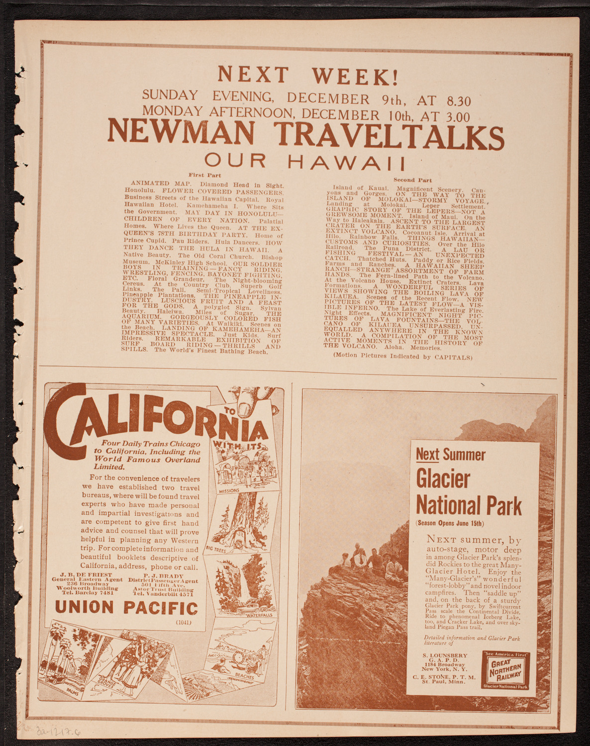 Newman Traveltalks: Our Real American -- The Indian, December 3, 1917, program page 11