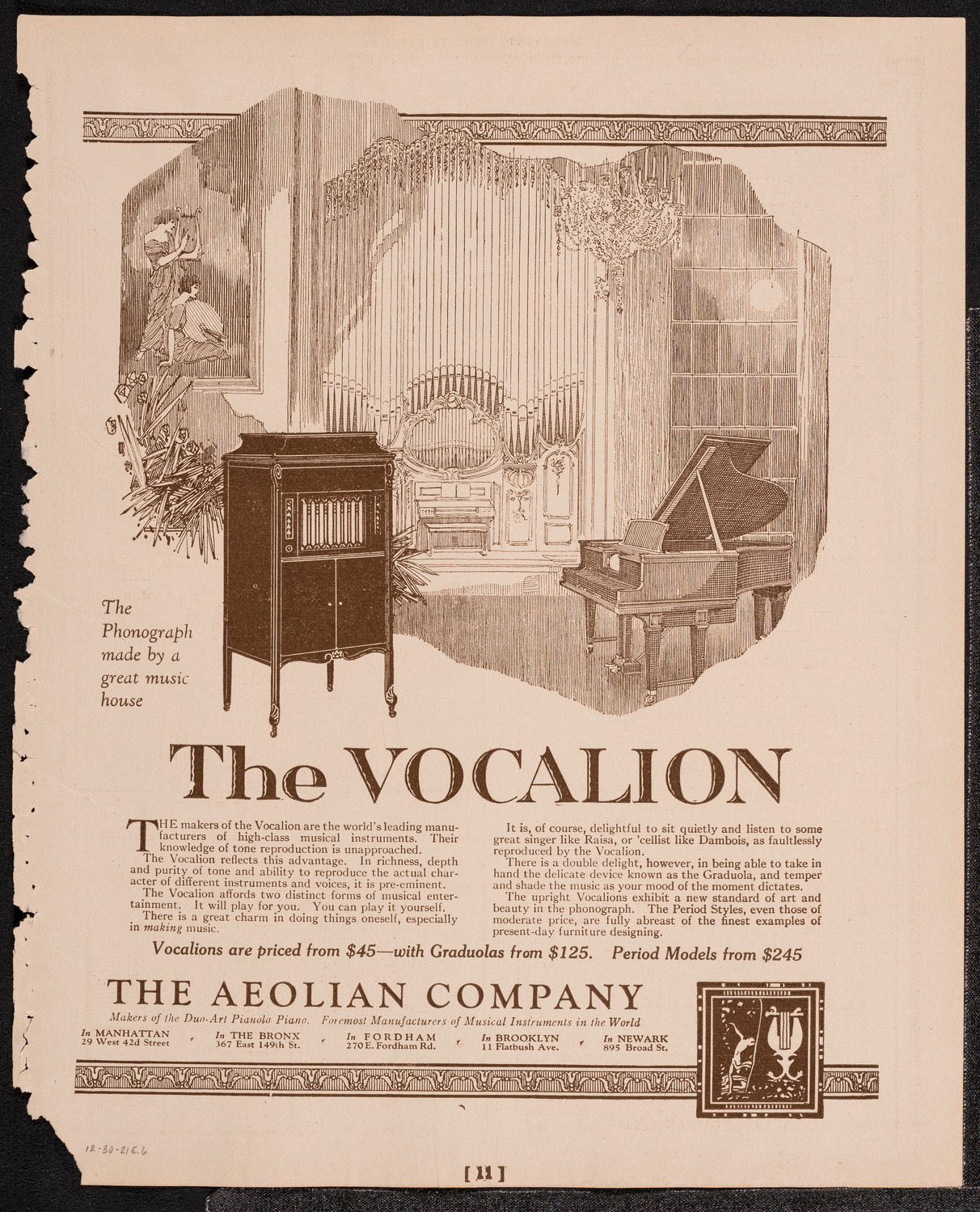 New York Symphony Orchestra, December 30, 1921, program page 11