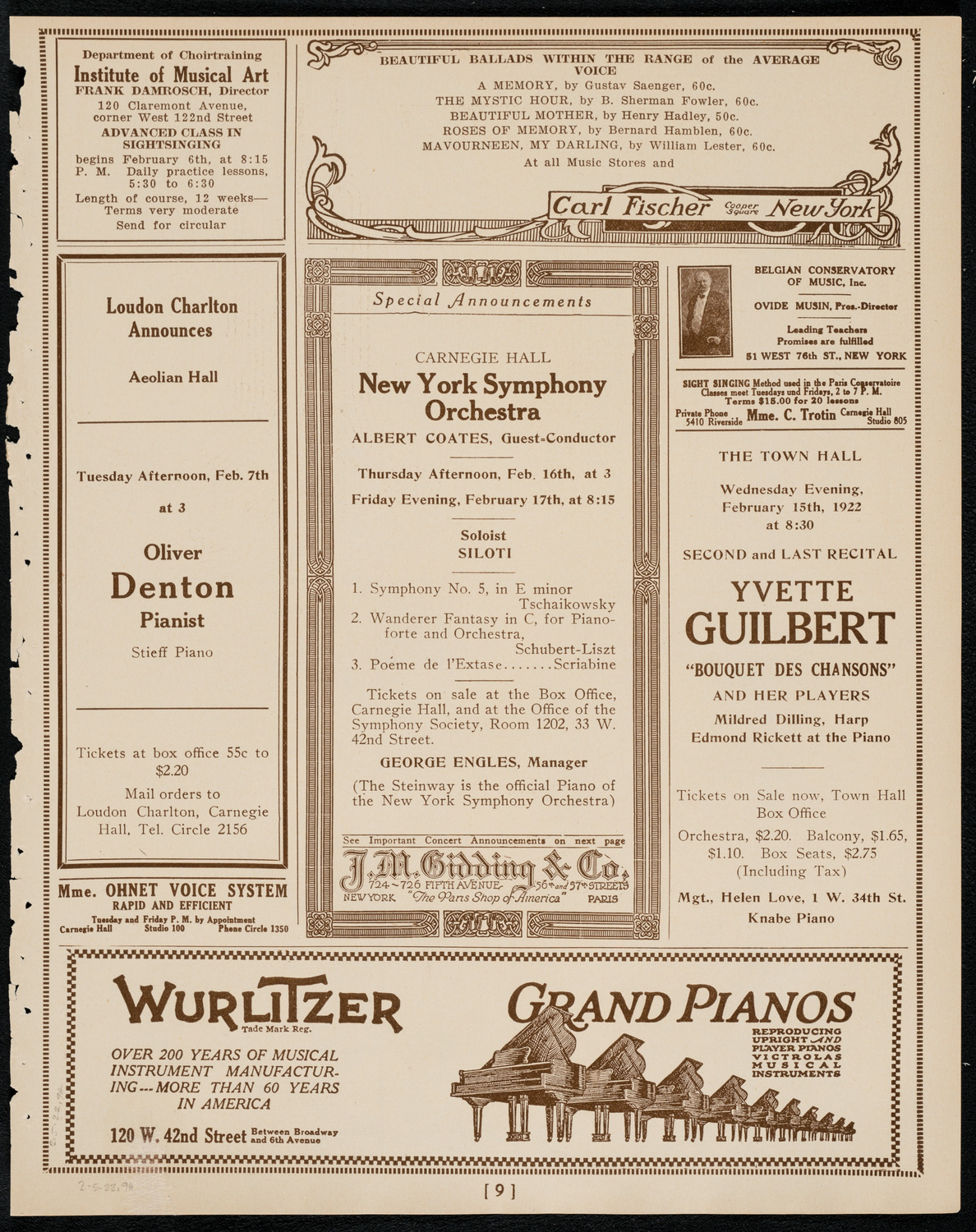 Claire Dux, Soprano, February 5, 1922, program page 9