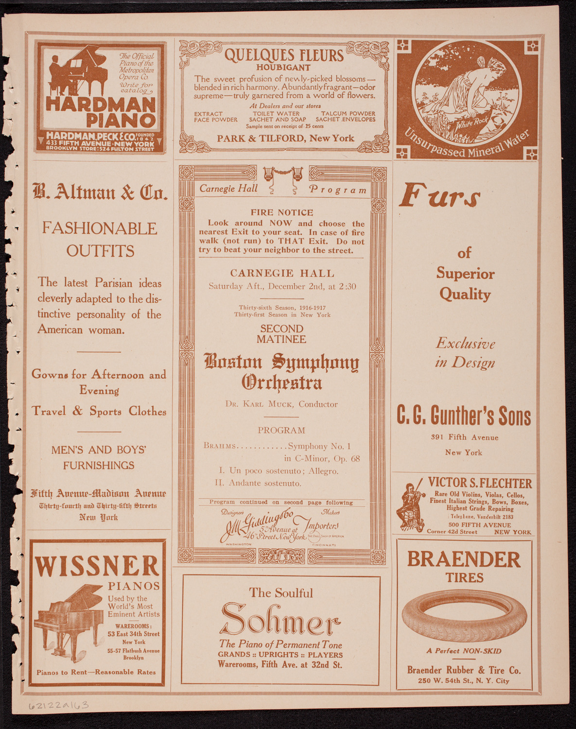 Boston Symphony Orchestra, December 2, 1916, program page 5