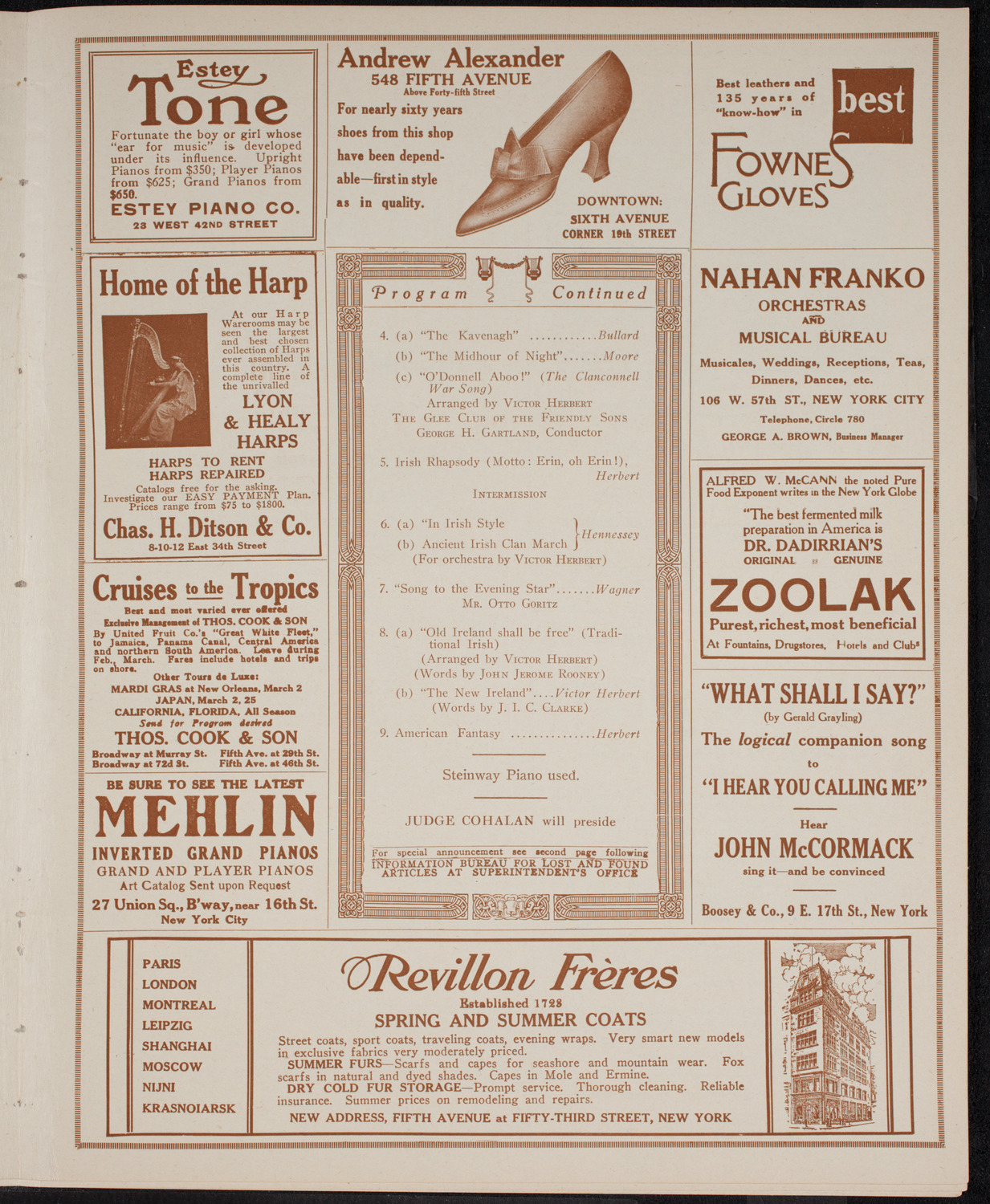 Benefit: Irish Relief Fund, May 27, 1916, program page 7