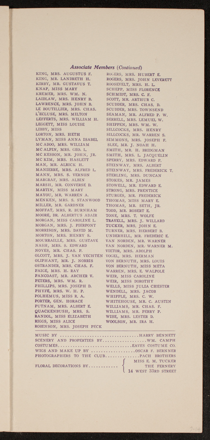 Amateur Comedy Club, April 17, 1912, program page 7