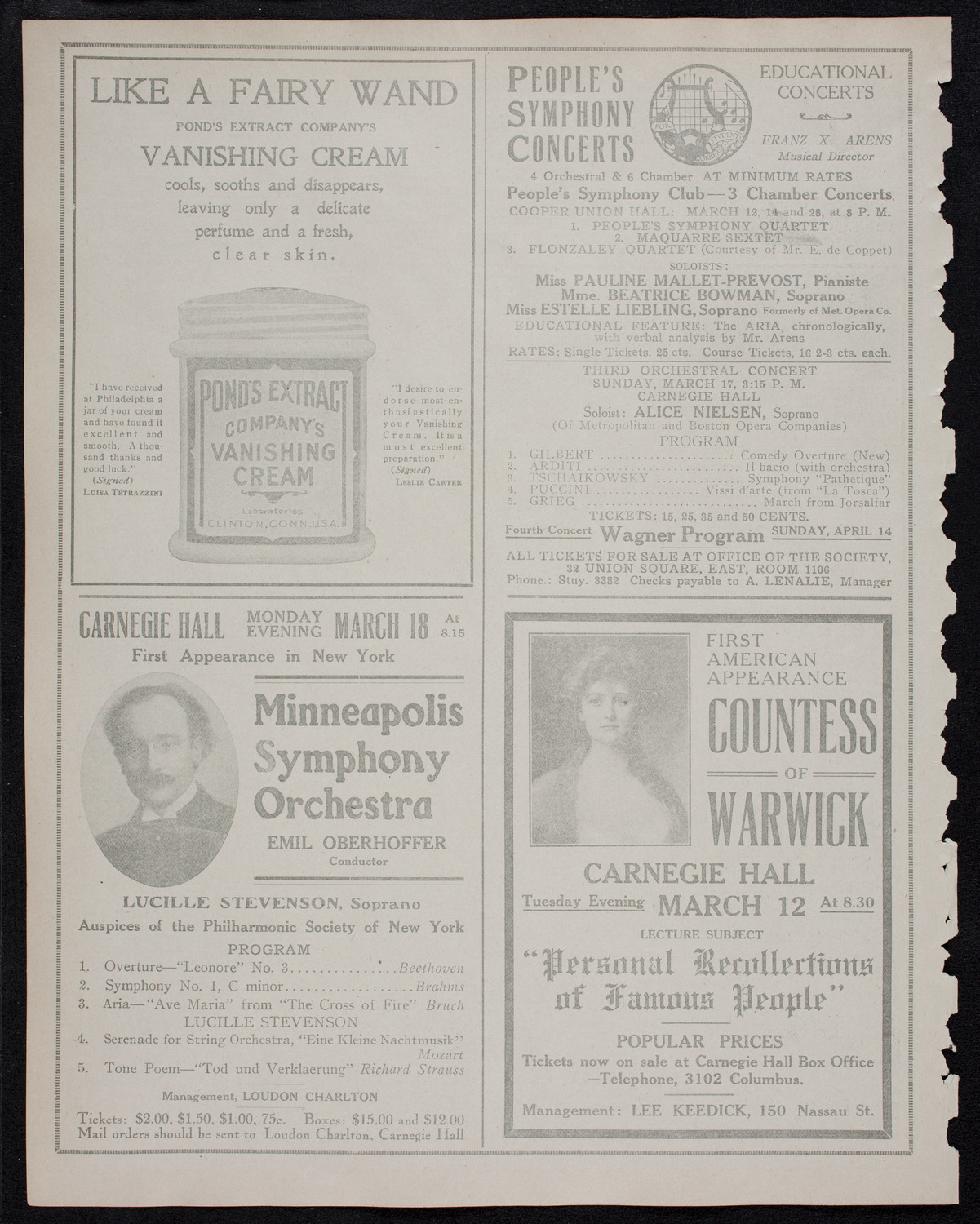 Jeanne Gerville-Réache, Contralto, March 7, 1912, program page 8