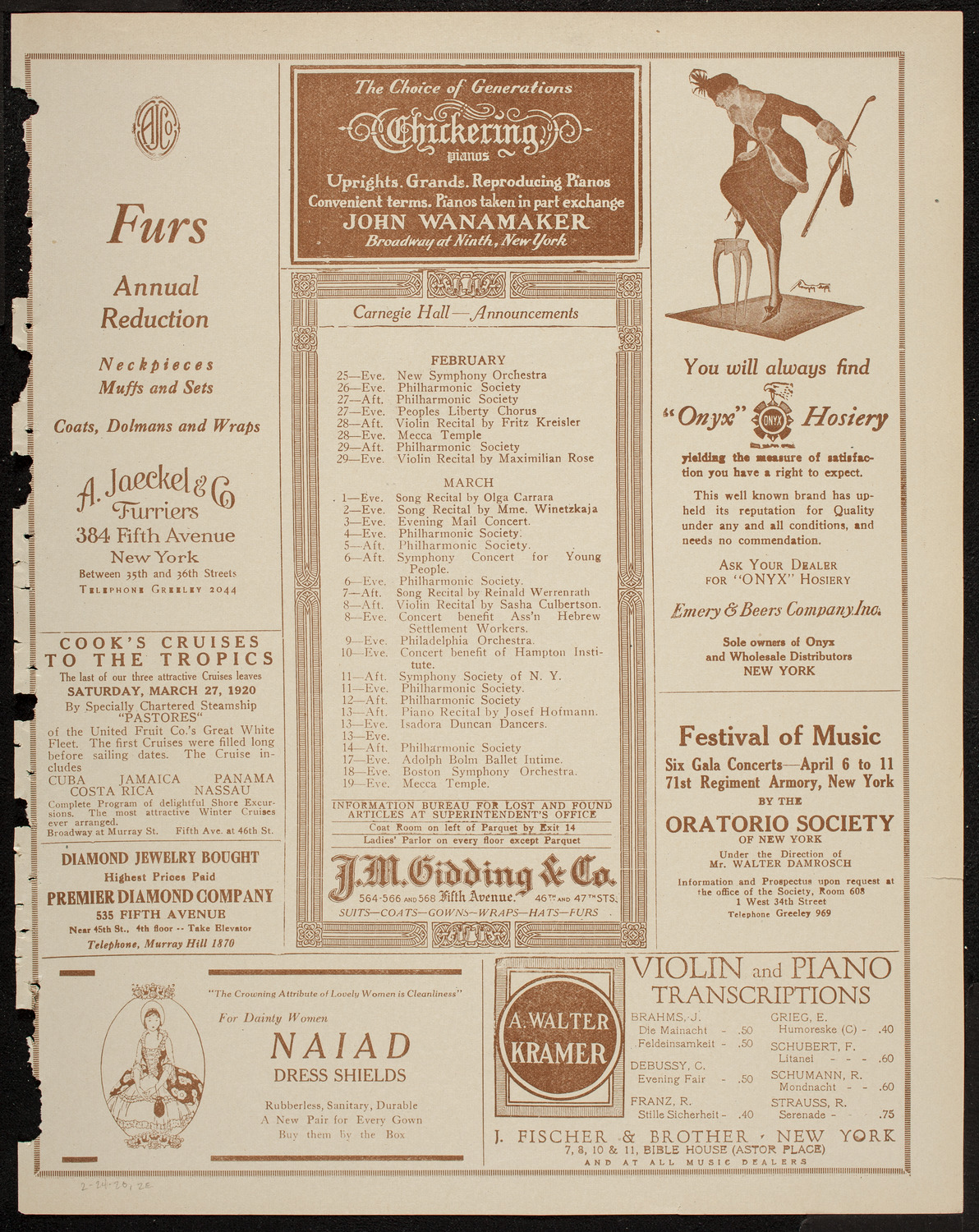 Jascha Bron, Violin, February 24, 1920, program page 3