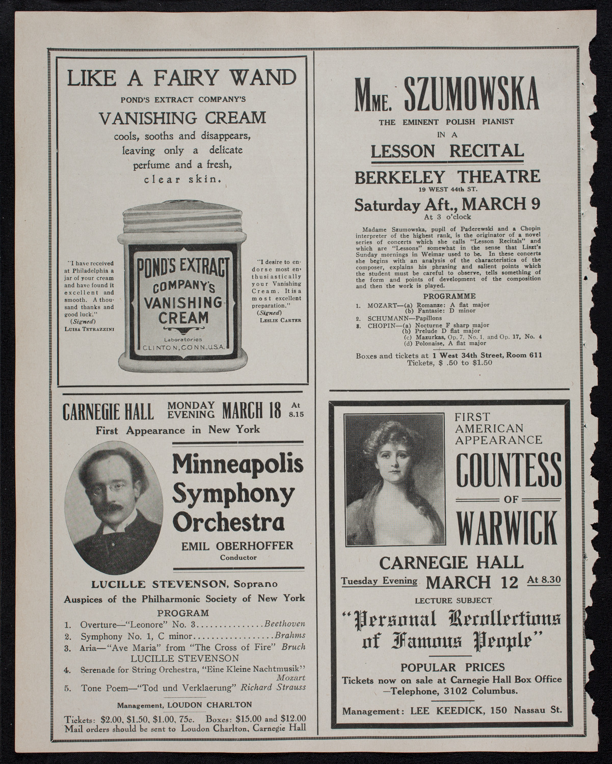 New York Philharmonic, March 8, 1912, program page 8