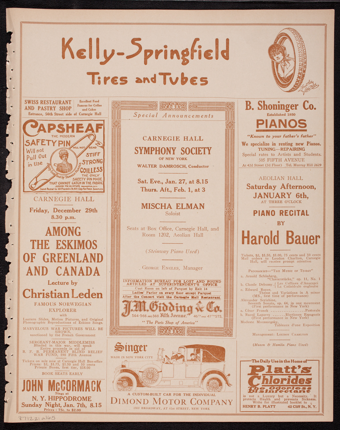 New York Symphony Orchestra, December 21, 1916, program page 9