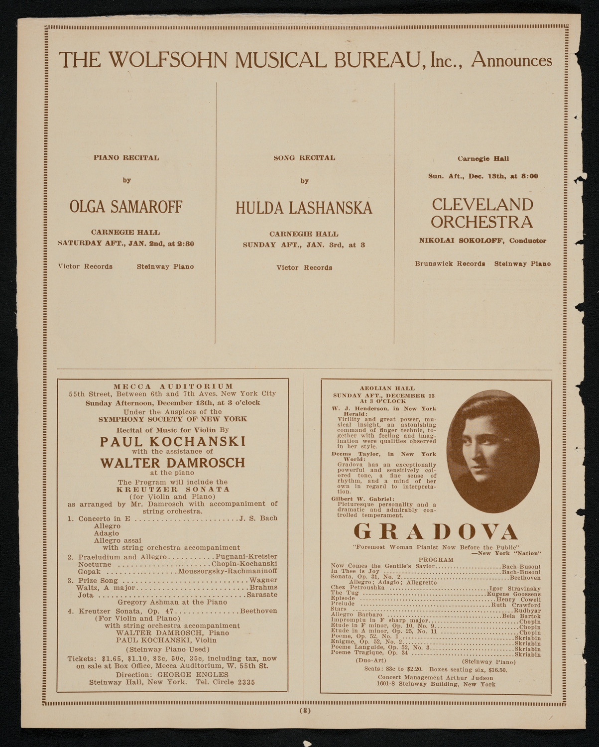 Julia Claussen, Mezzo-Soprano, December 11, 1925, program page 8