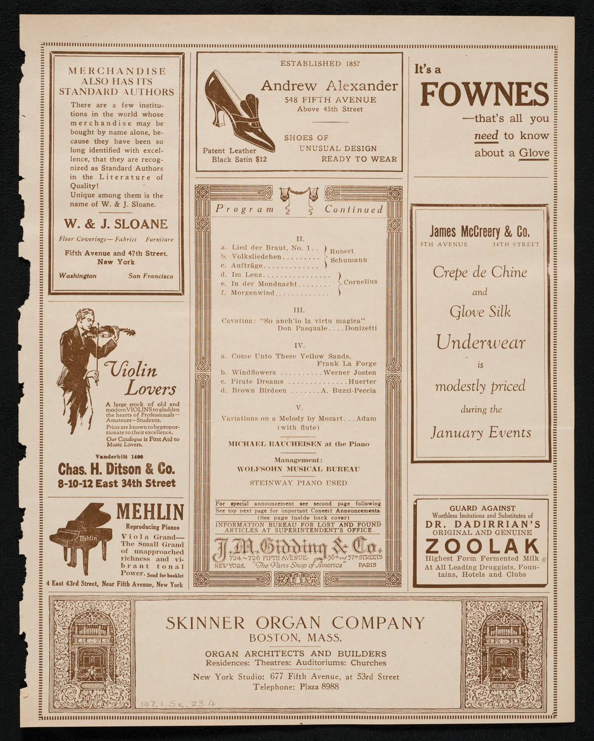Maria Ivogun, Soprano, January 5, 1923, program page 7