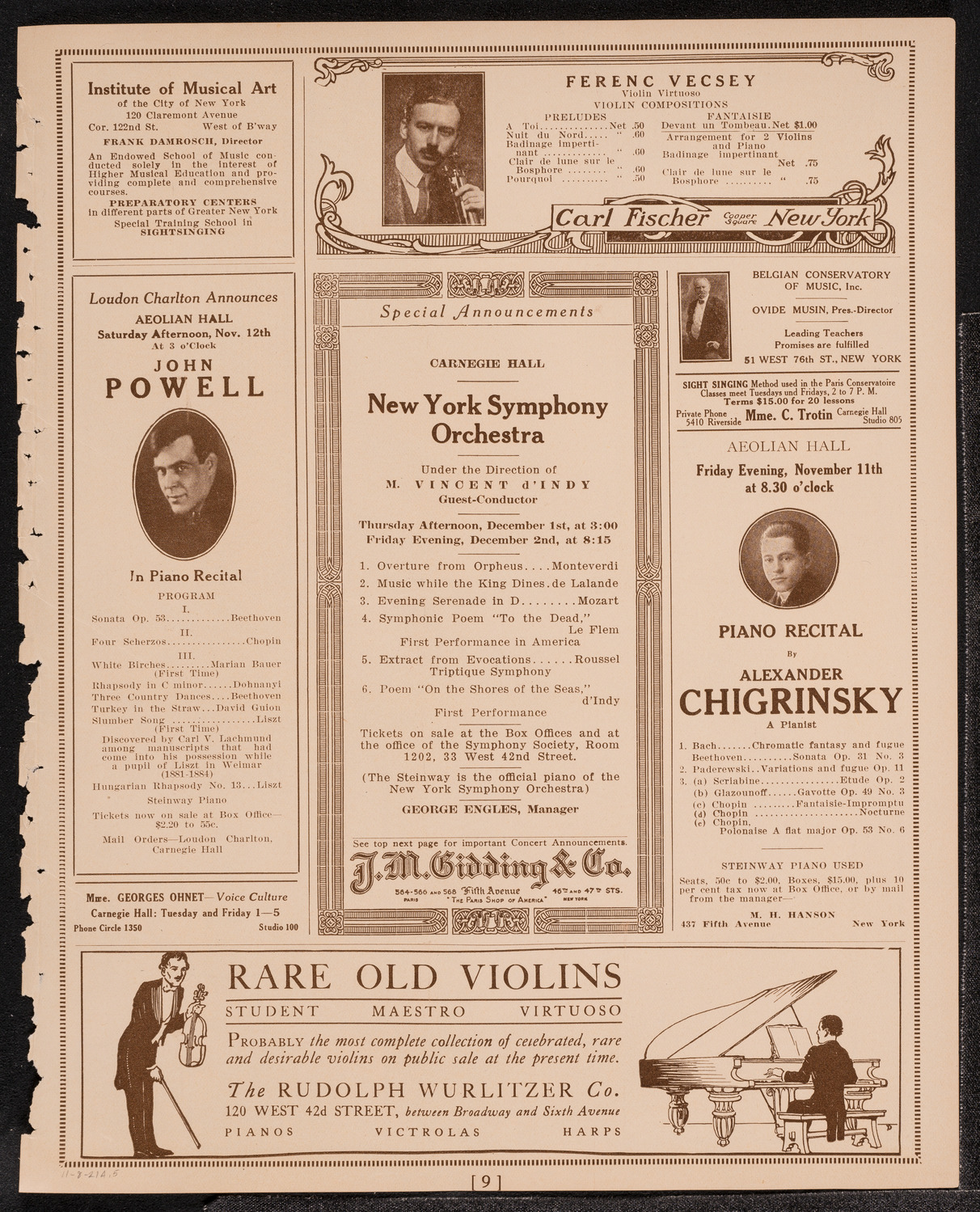 Elly Ney, Piano, November 8, 1921, program page 9