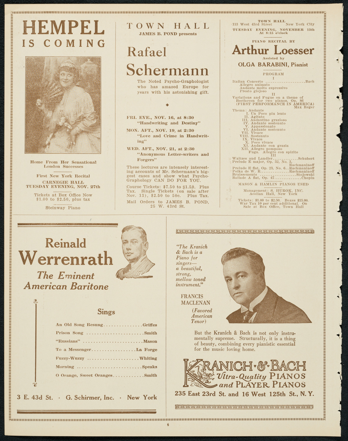 New York Philharmonic, November 10, 1923, program page 6