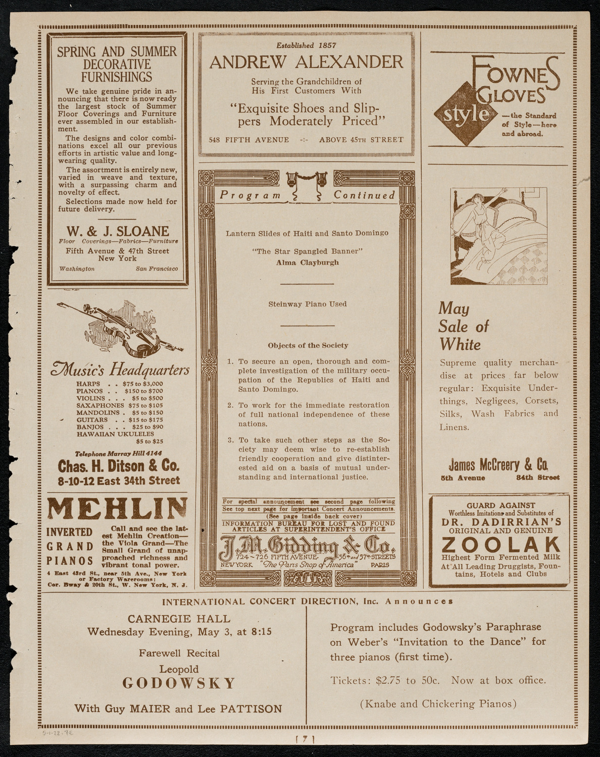Haiti-Santo Domingo Independence Society, May 1, 1922, program page 7
