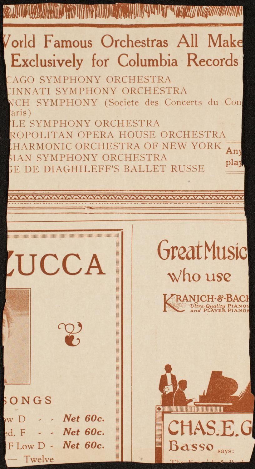 New Symphony Orchestra, October 23, 1919, program page 4