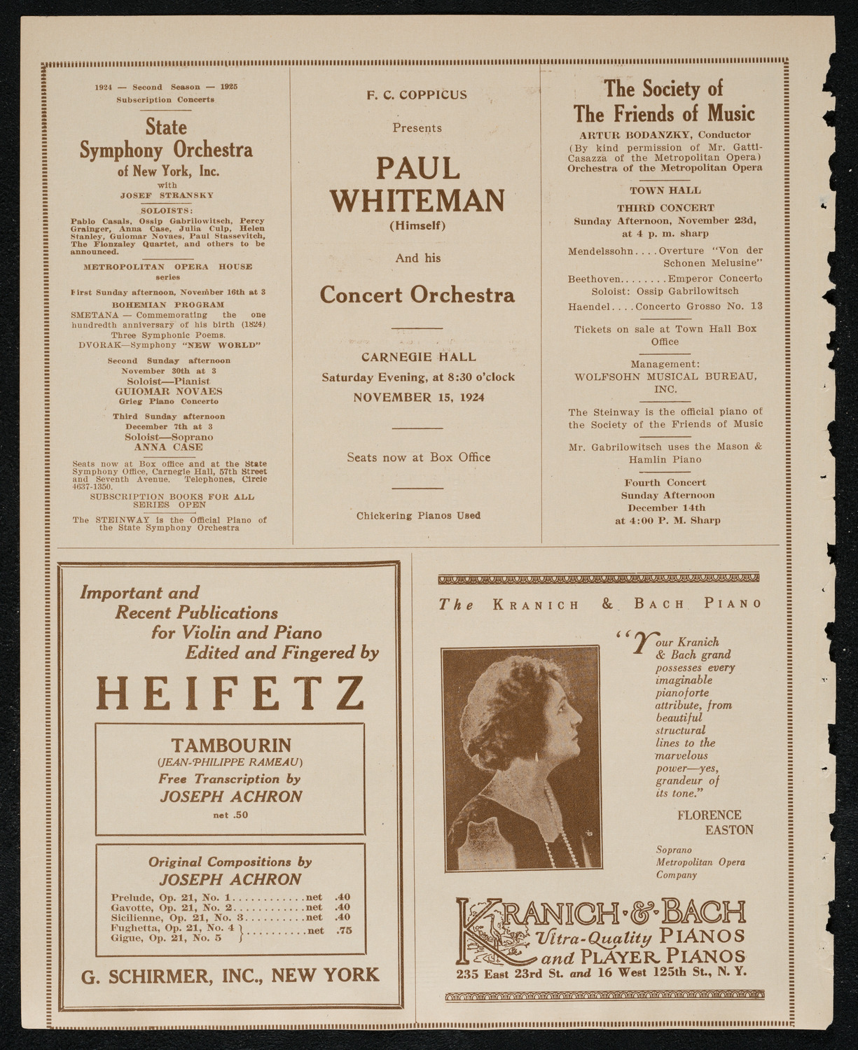 New York Philharmonic, November 14, 1924, program page 6