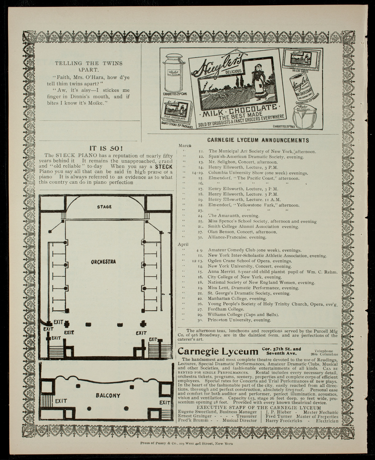 Lecture by Henry Ellsworth, March 11, 1904, program page 4