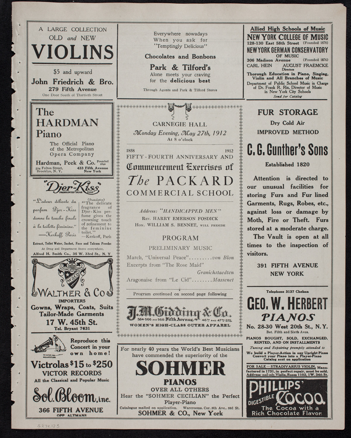 Graduation: Packard Commercial School, May 27, 1912, program page 5