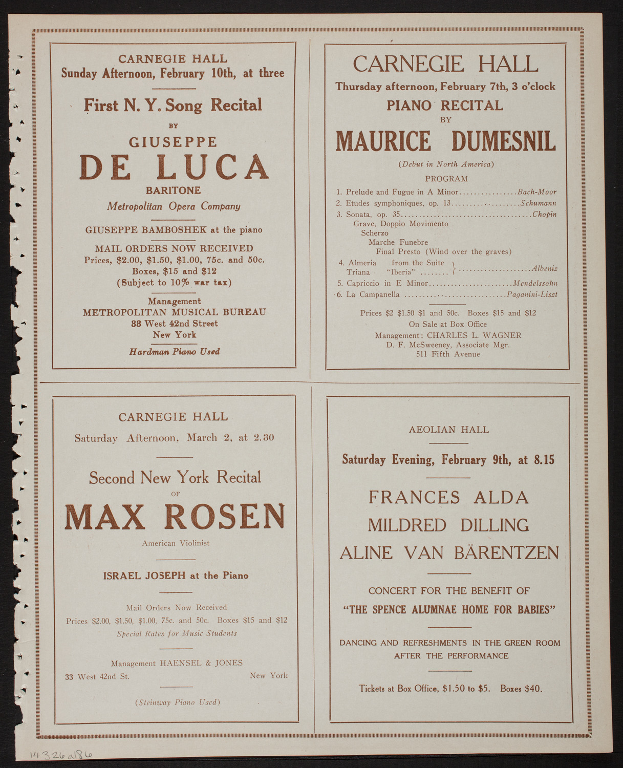 New York Symphony Orchestra, February 6, 1918, program page 11