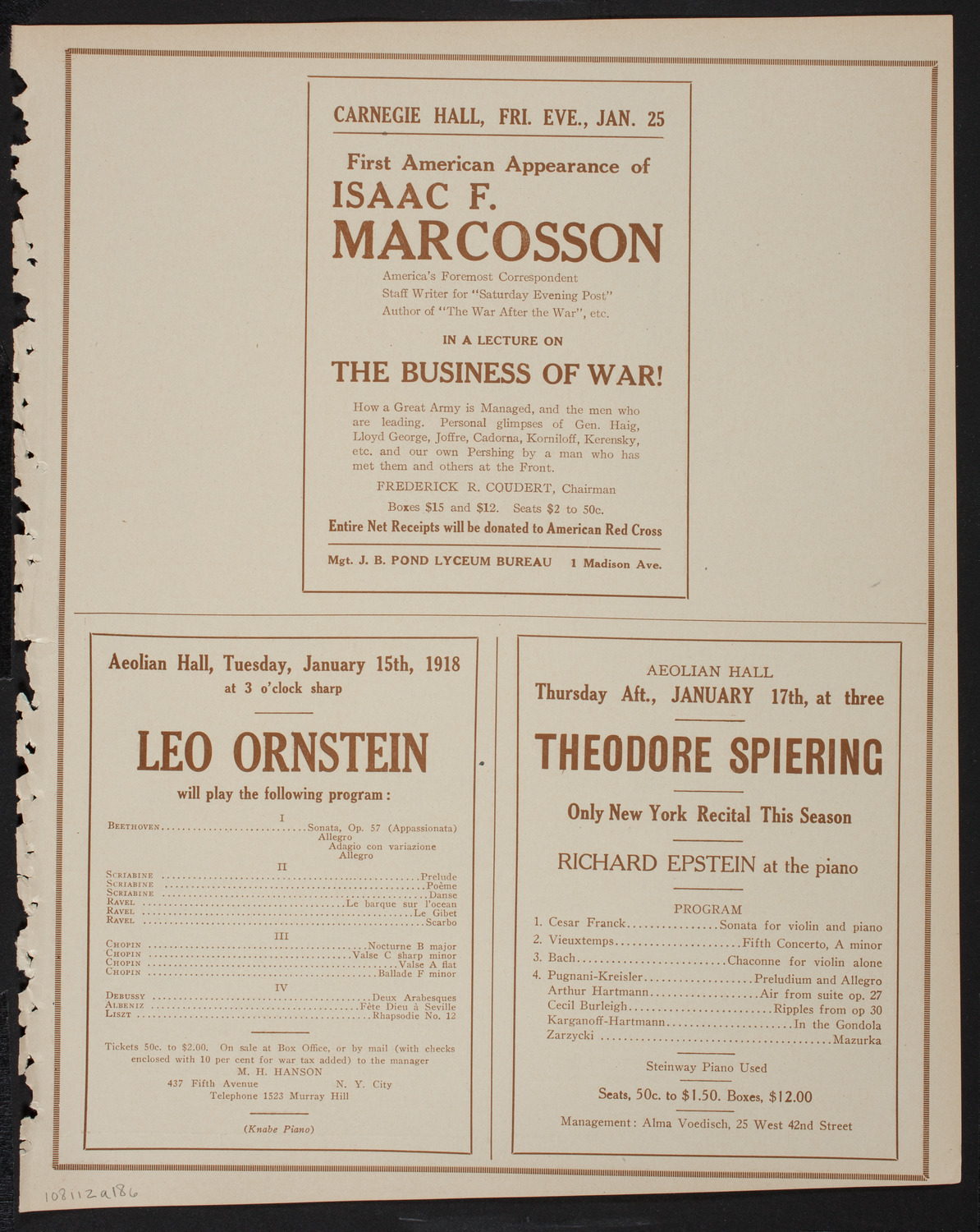 Boston Symphony Orchestra, January 12, 1918, program page 11
