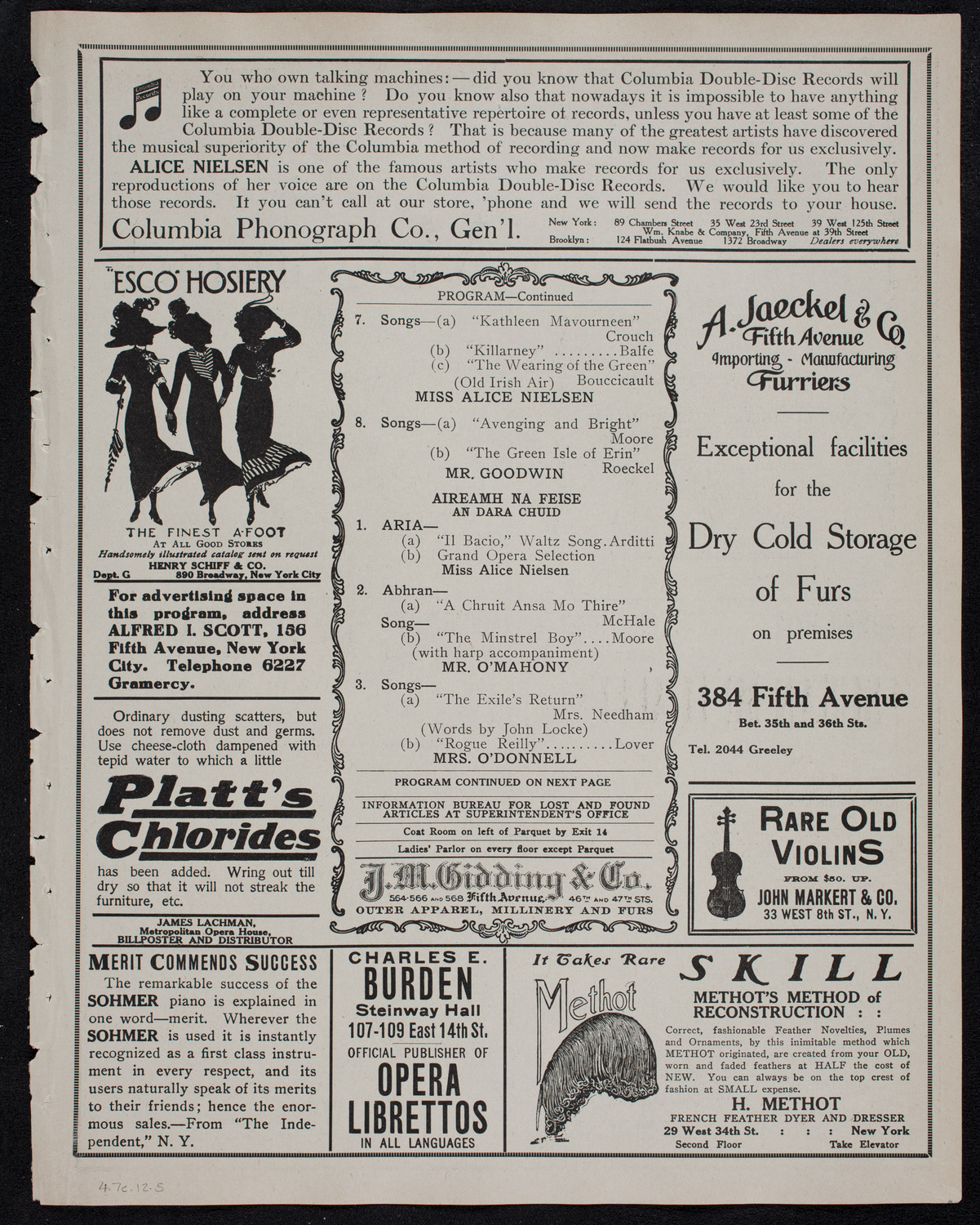 Gaelic Society: Feis Ceoil Agus Seanachas, April 7, 1912, program page 9