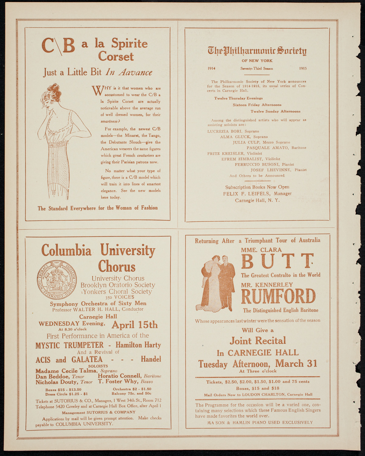 New York Philharmonic, March 26, 1914, program page 8