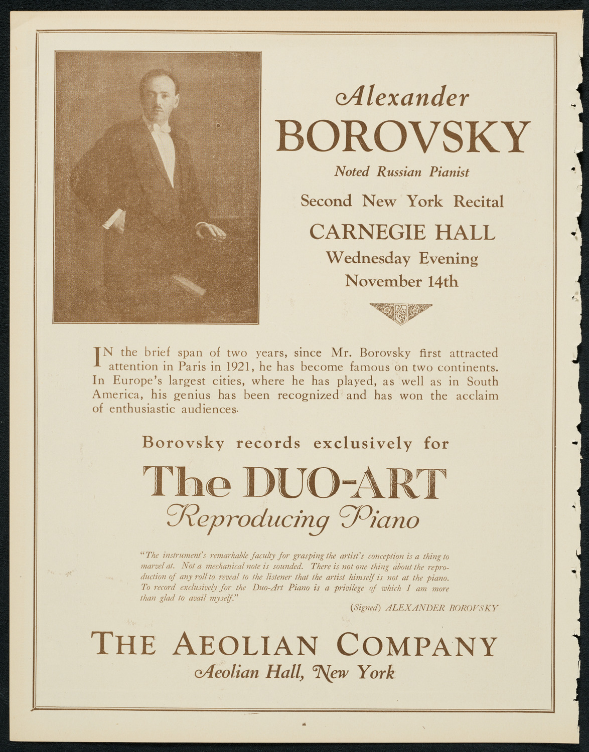 New York Philharmonic, November 10, 1923, program page 2