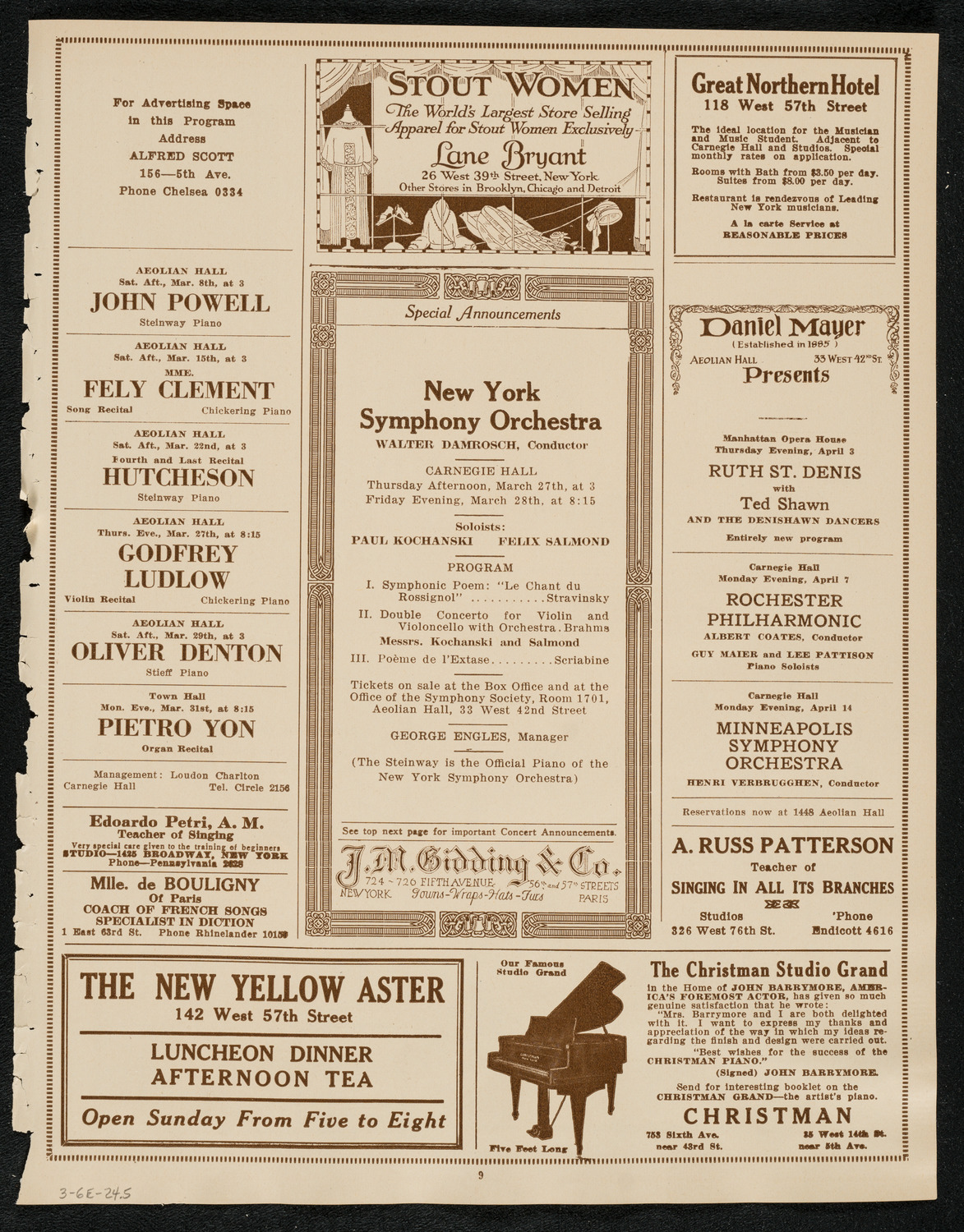 New York Philharmonic, March 6, 1924, program page 9