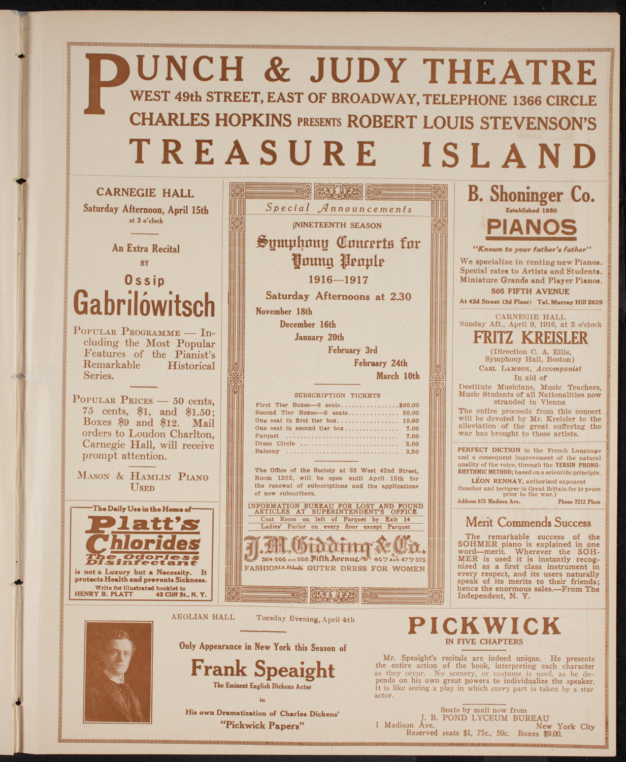 New York Philharmonic, March 26, 1916, program page 9