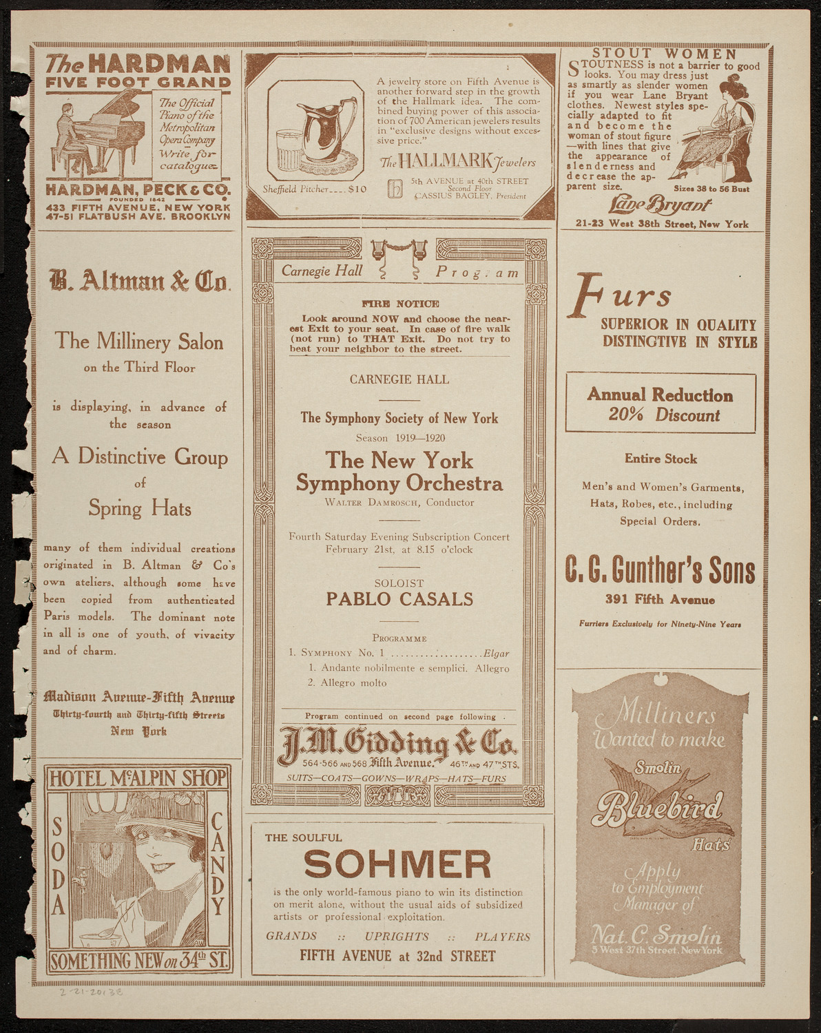 New York Symphony Orchestra, February 21, 1920, program page 5
