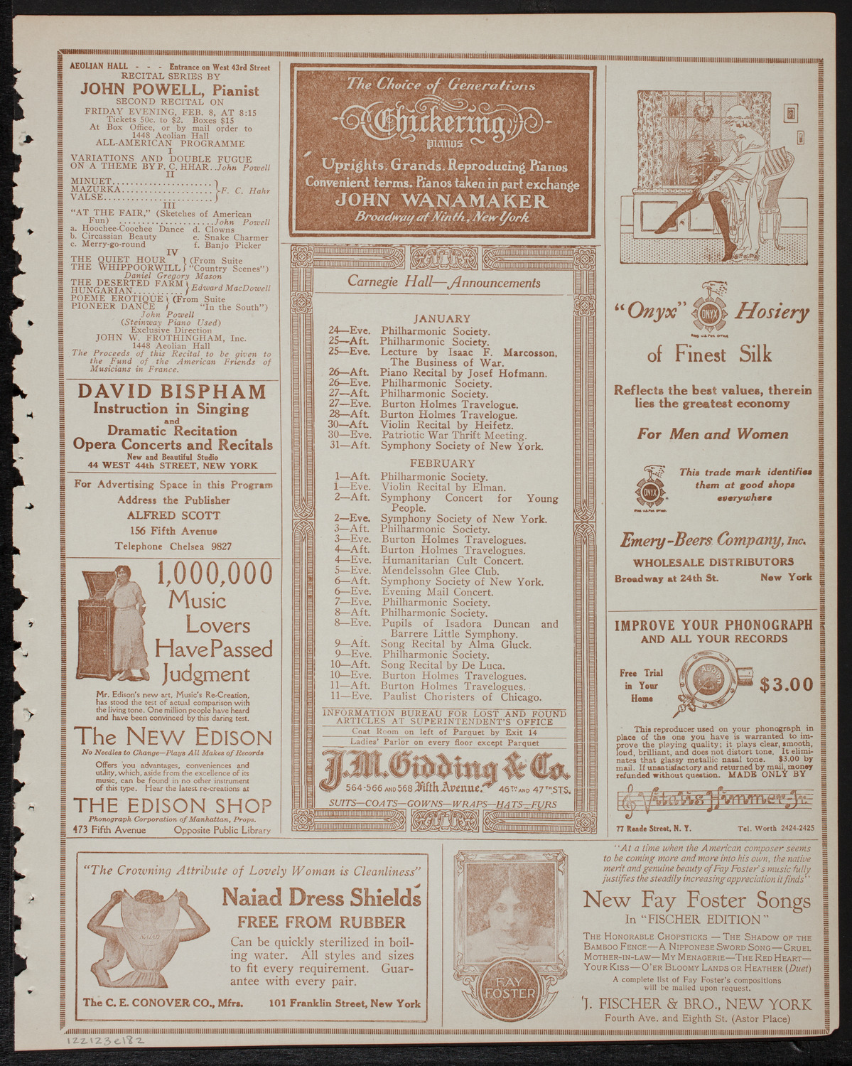 Home Symphony Concert: New York Philharmonic, January 23, 1918, program page 3