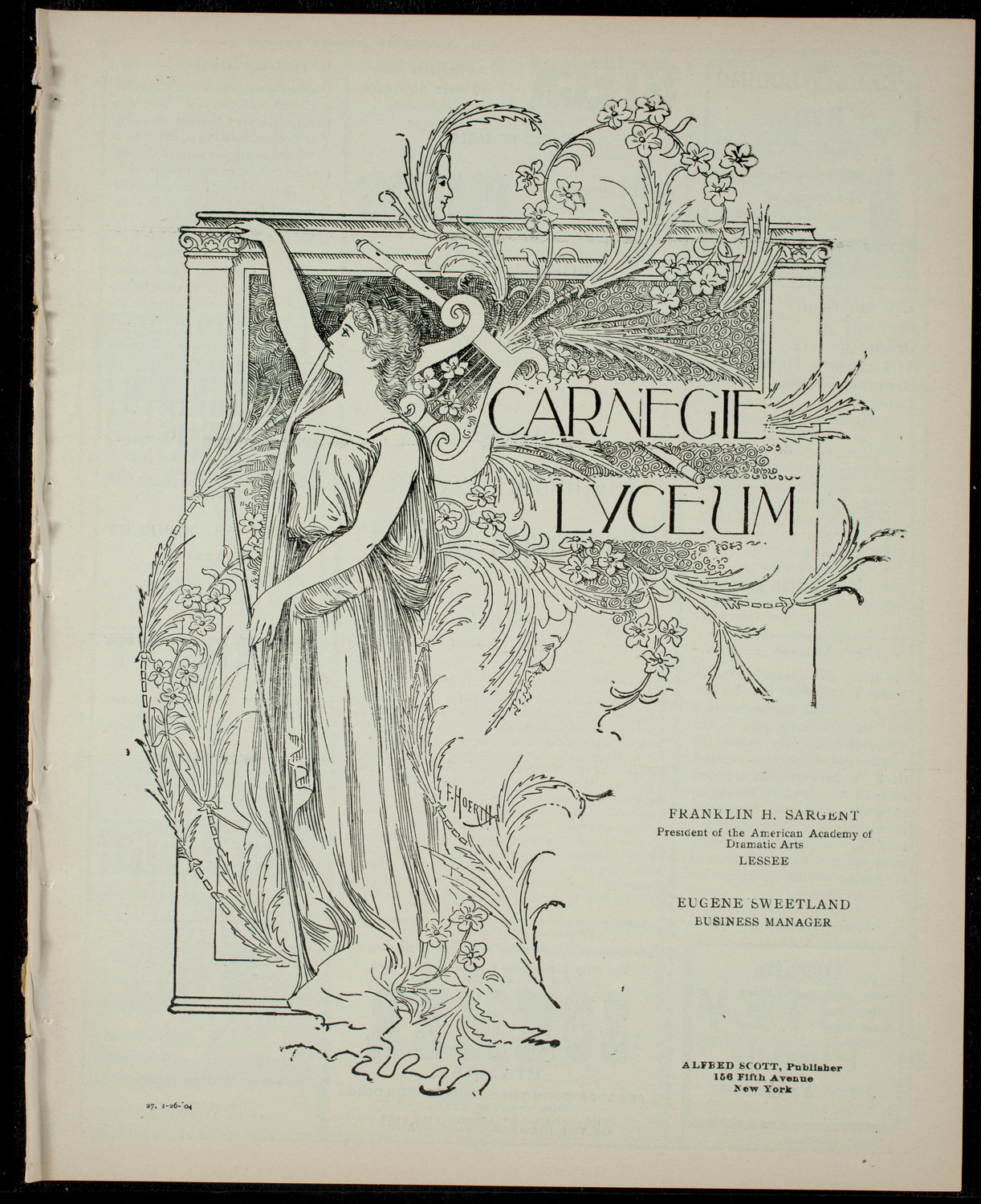 Lecture by Dwight Elmendorf, January 26, 1904, program page 1