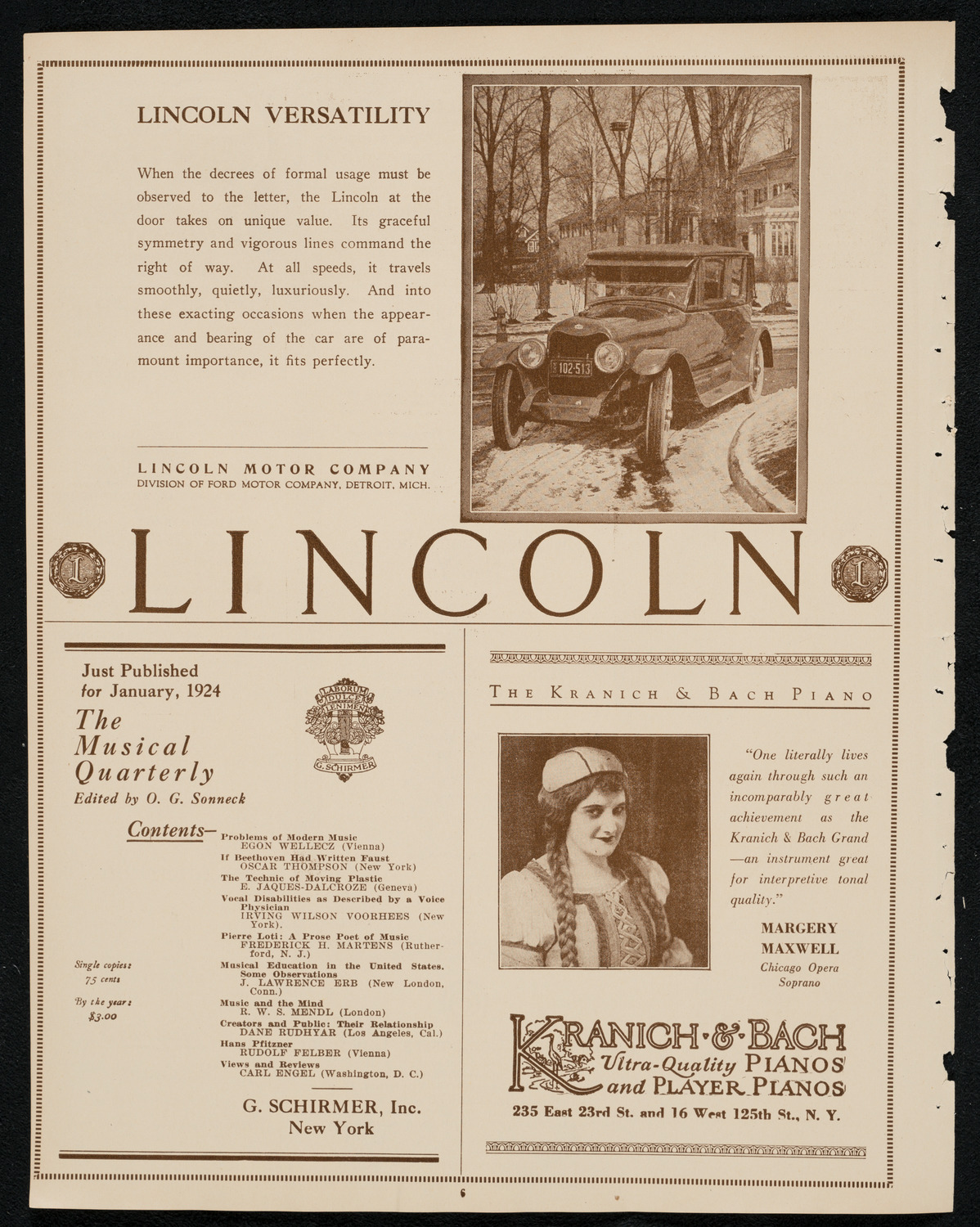 New York Philharmonic, January 27, 1924, program page 6