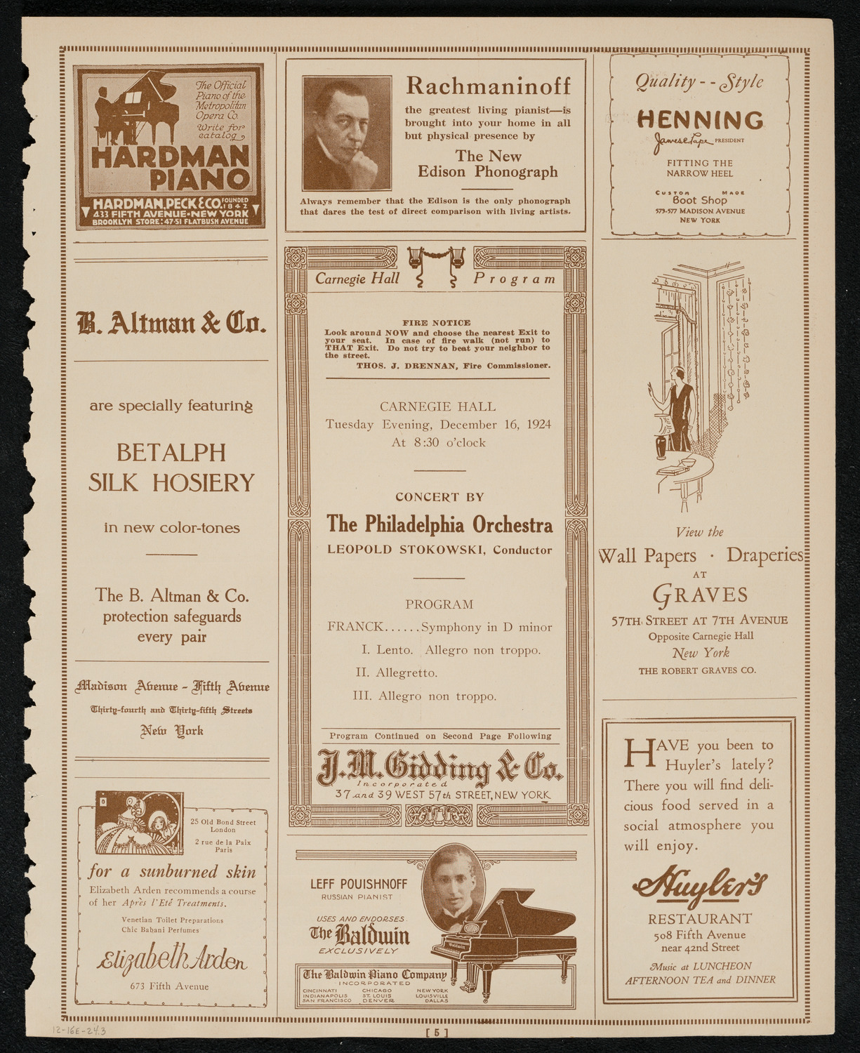 Philadelphia Orchestra, December 16, 1924, program page 5