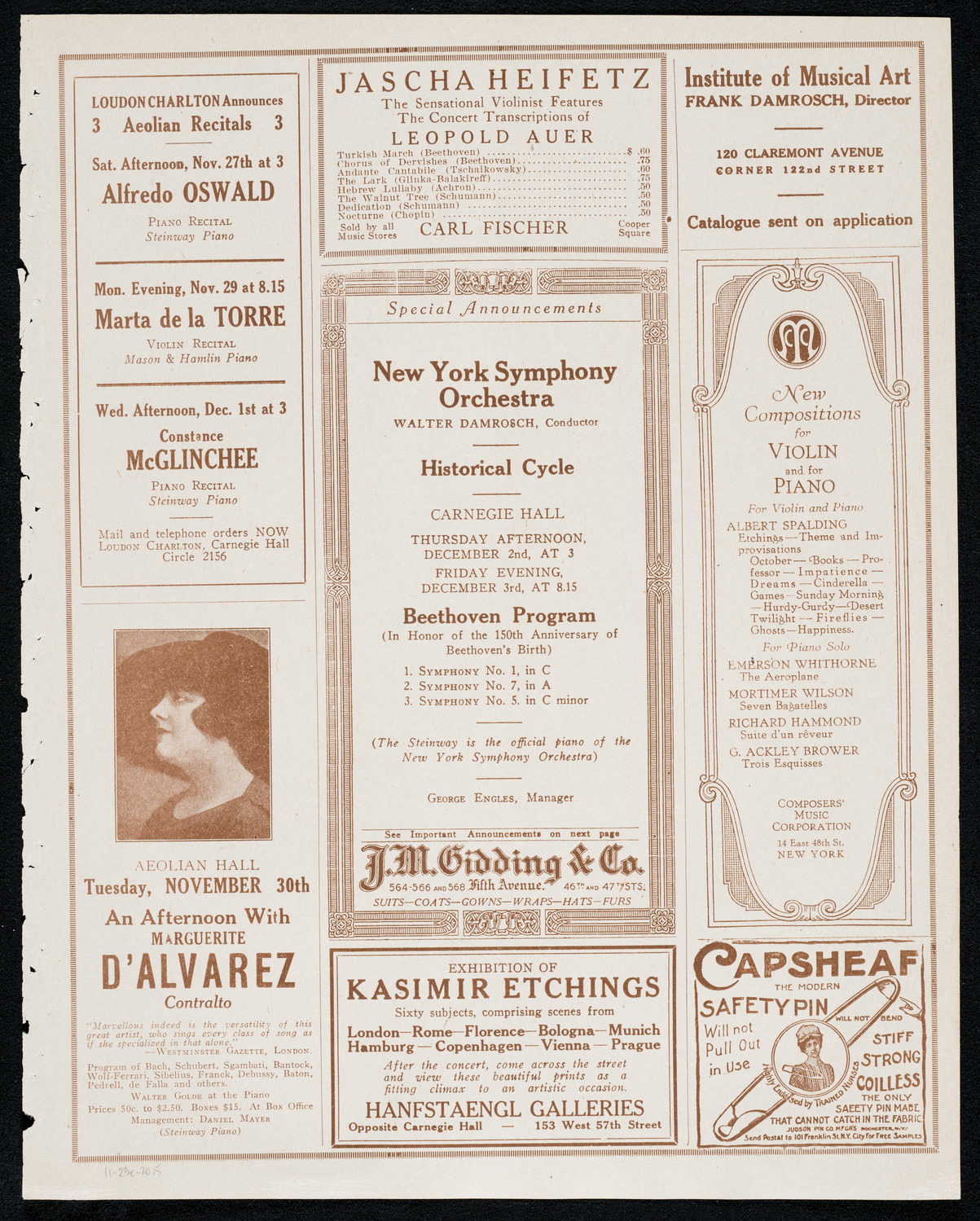 National Symphony Orchestra, November 23, 1920, program page 9