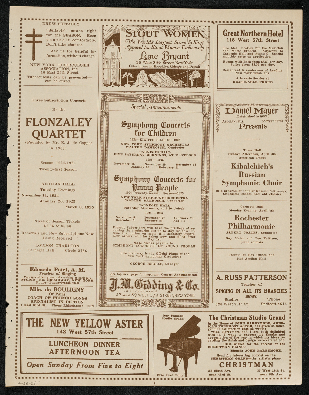 New York Philharmonic, April 5, 1924, program page 9