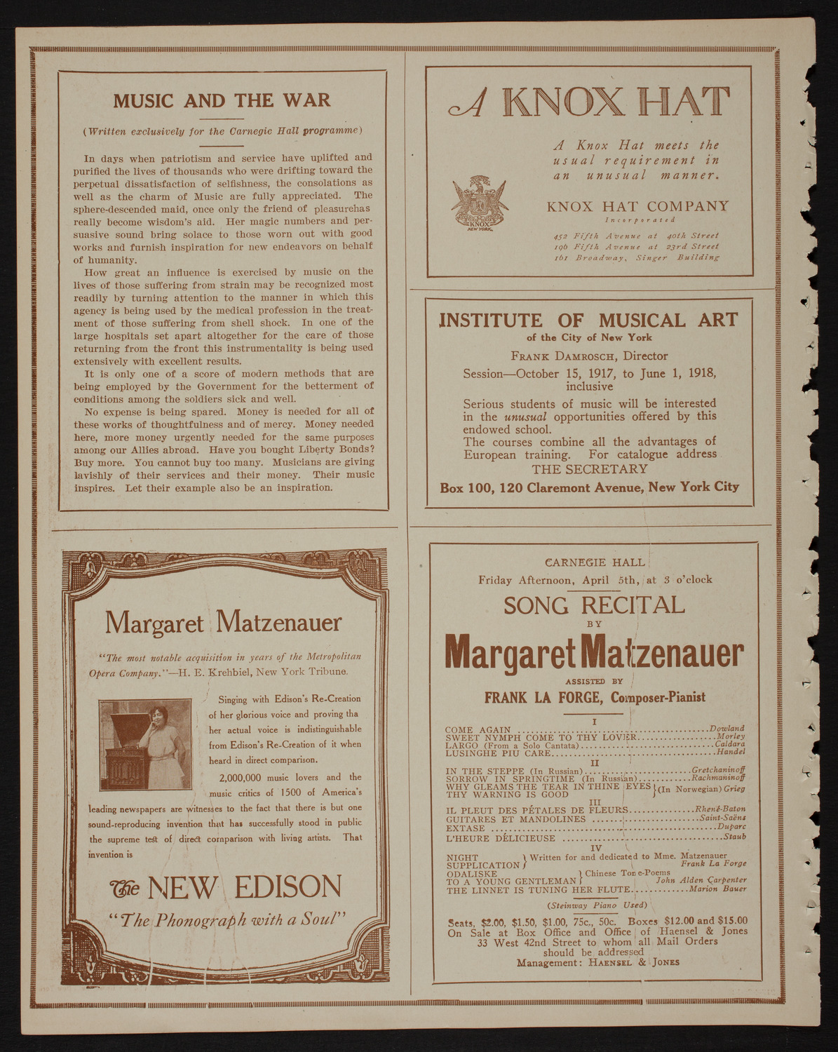 Rosa Raisa, Soprano, April 2, 1918, program page 2