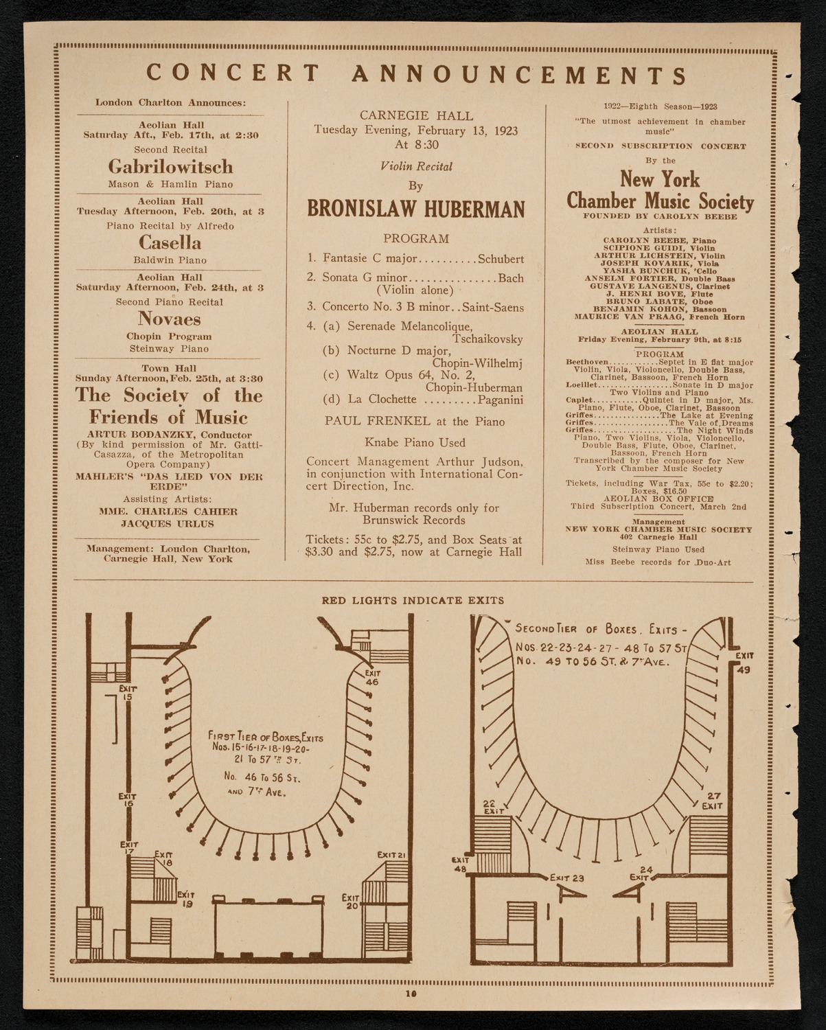 New York Symphony Orchestra, February 8, 1923, program page 10