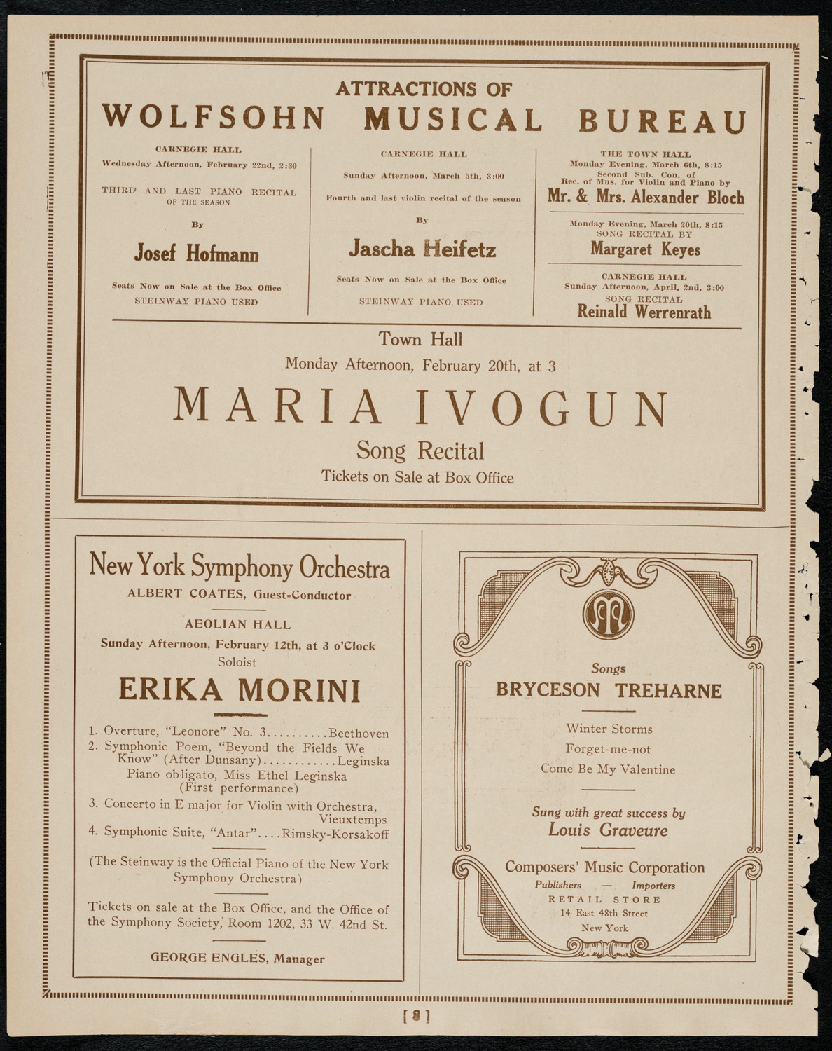 Don Rinardi Fuchs, Tenor, February 11, 1922, program page 8