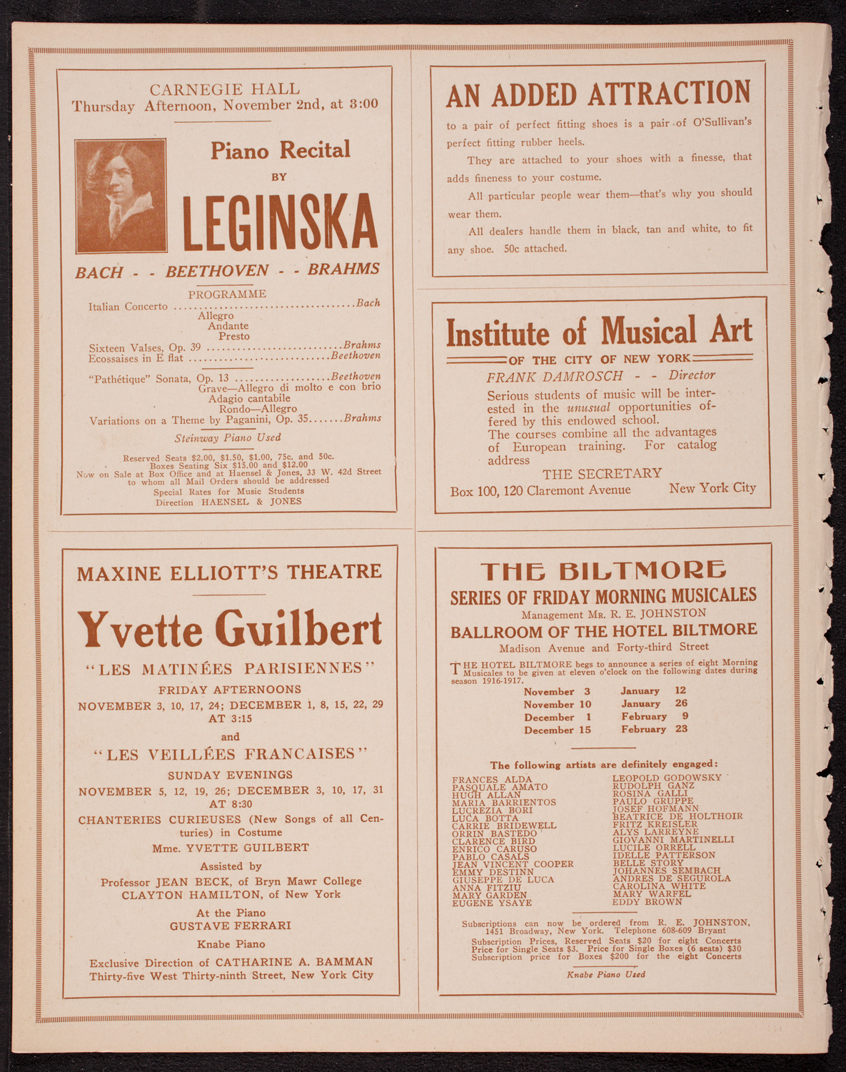 George Dostal, Tenor, October 29, 1916, program page 2
