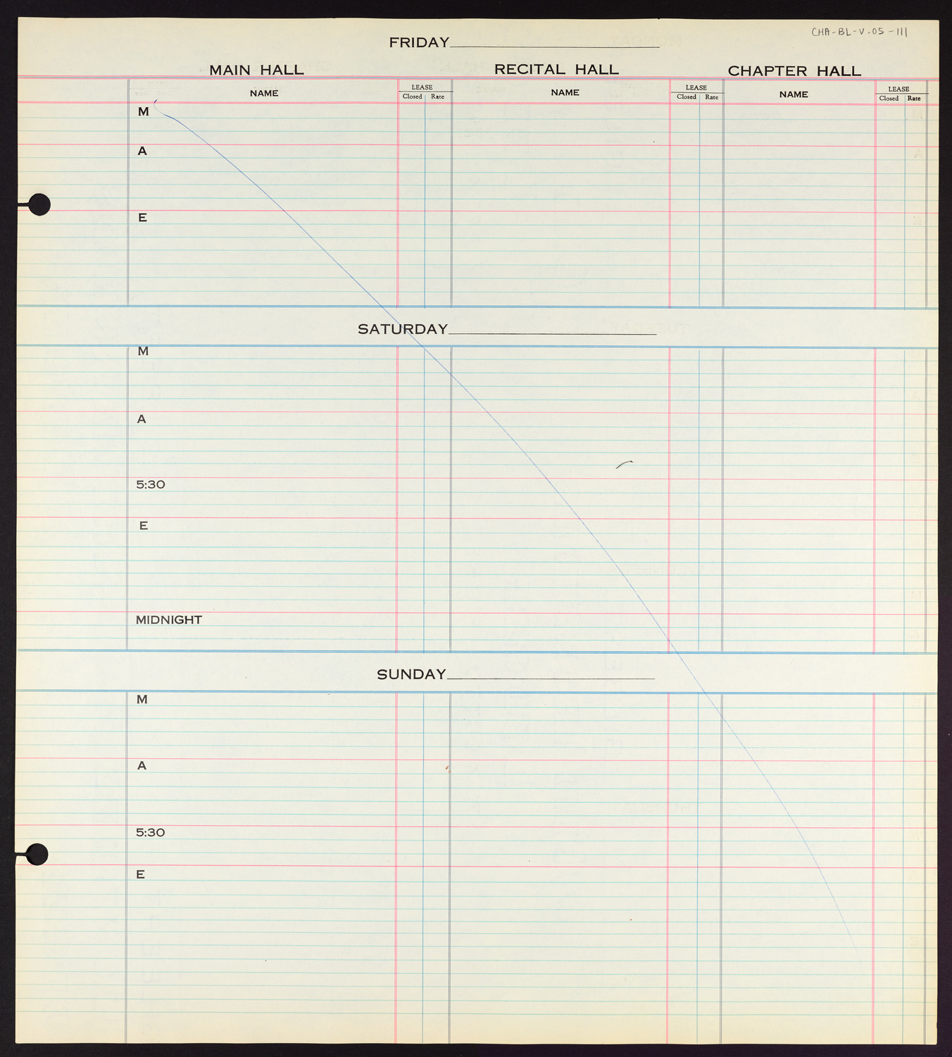 Carnegie Hall Booking Ledger, volume 5, page 111