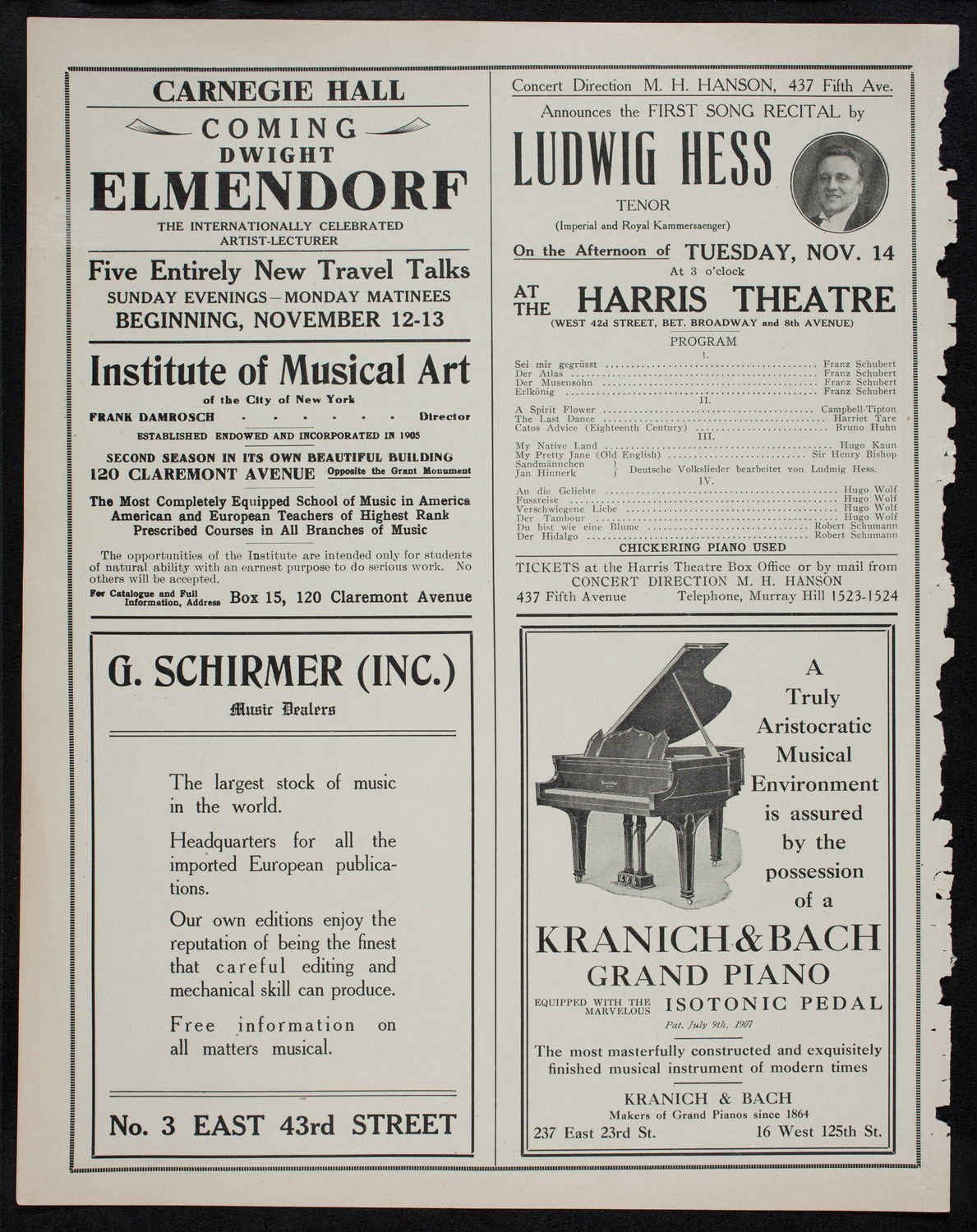 Alma Gluck, Soprano, November 9, 1911, program page 6